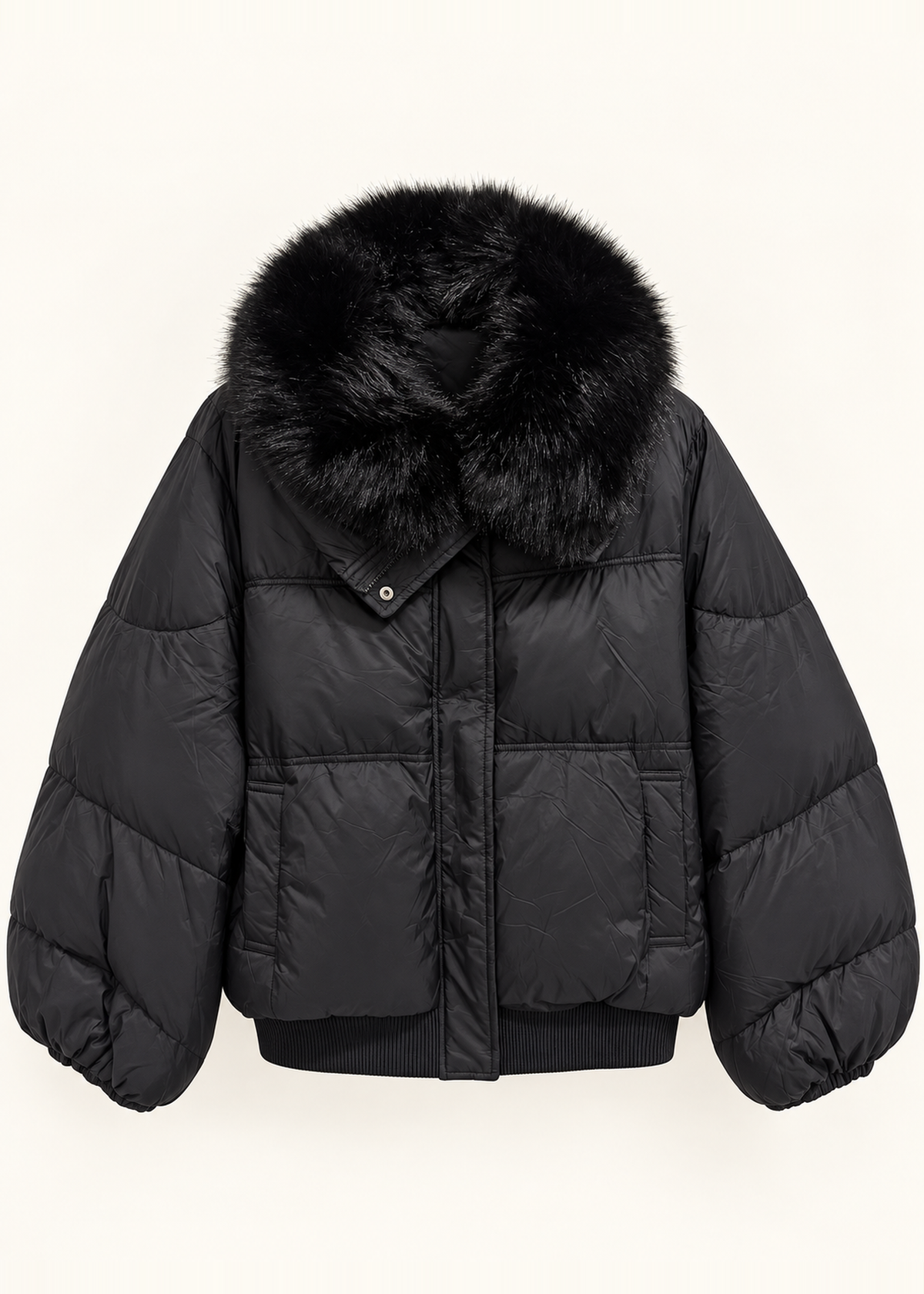 Anorak acolchado cuello efecto pelo