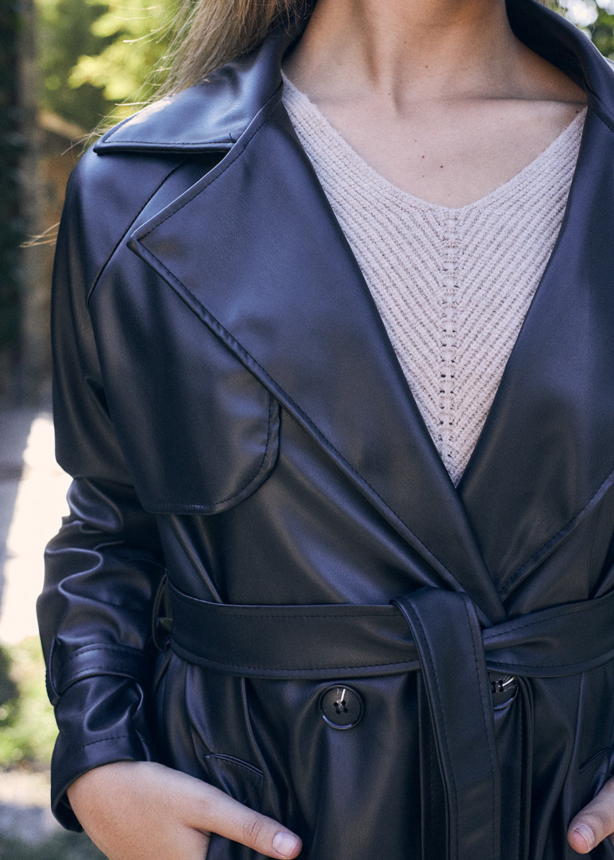 Gabardina efecto piel