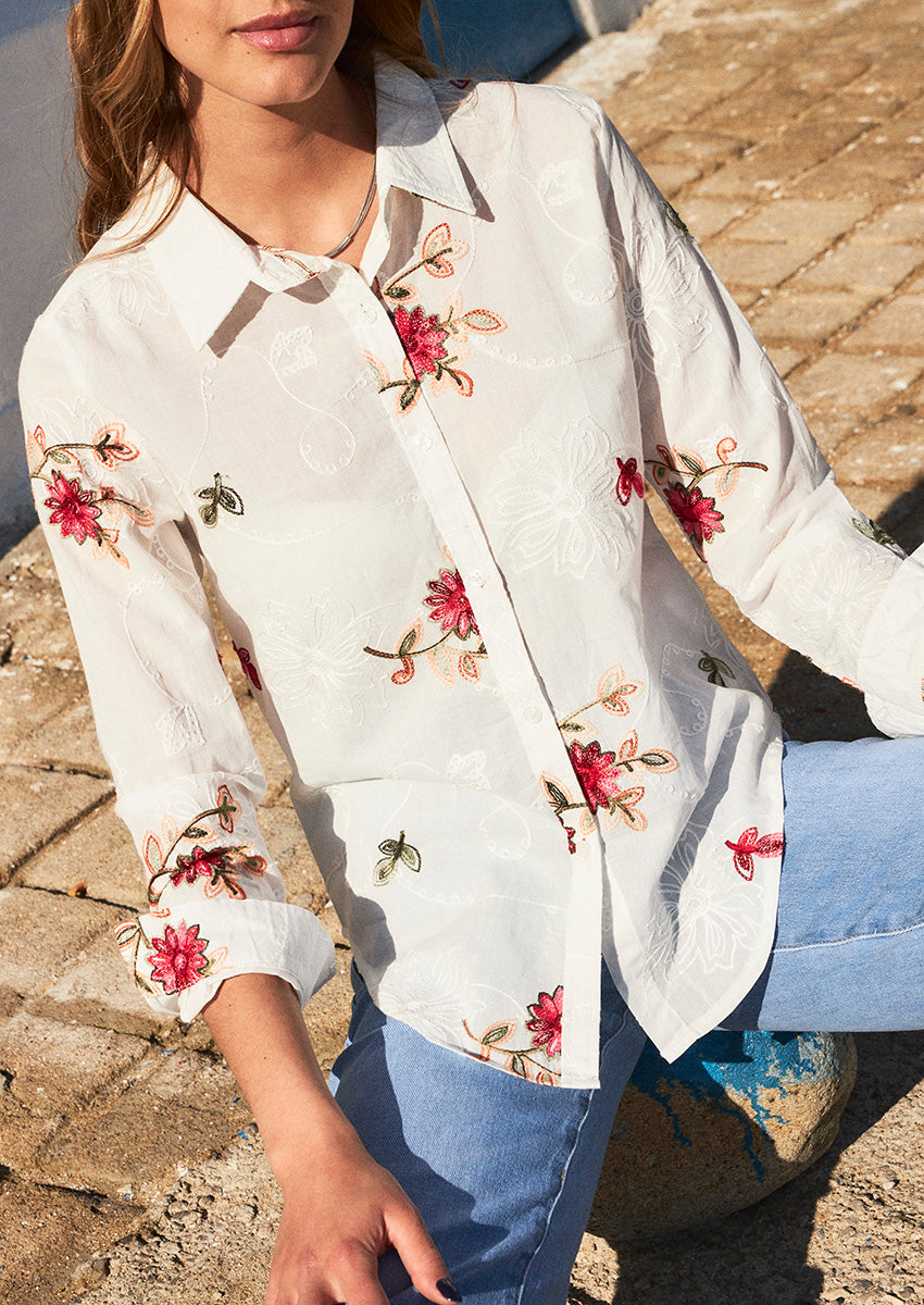 Floral embroidered shirt