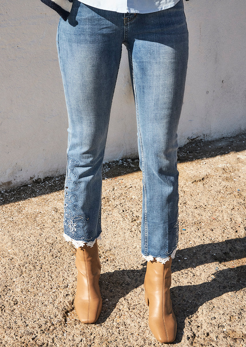 Straight fit crochet jeans