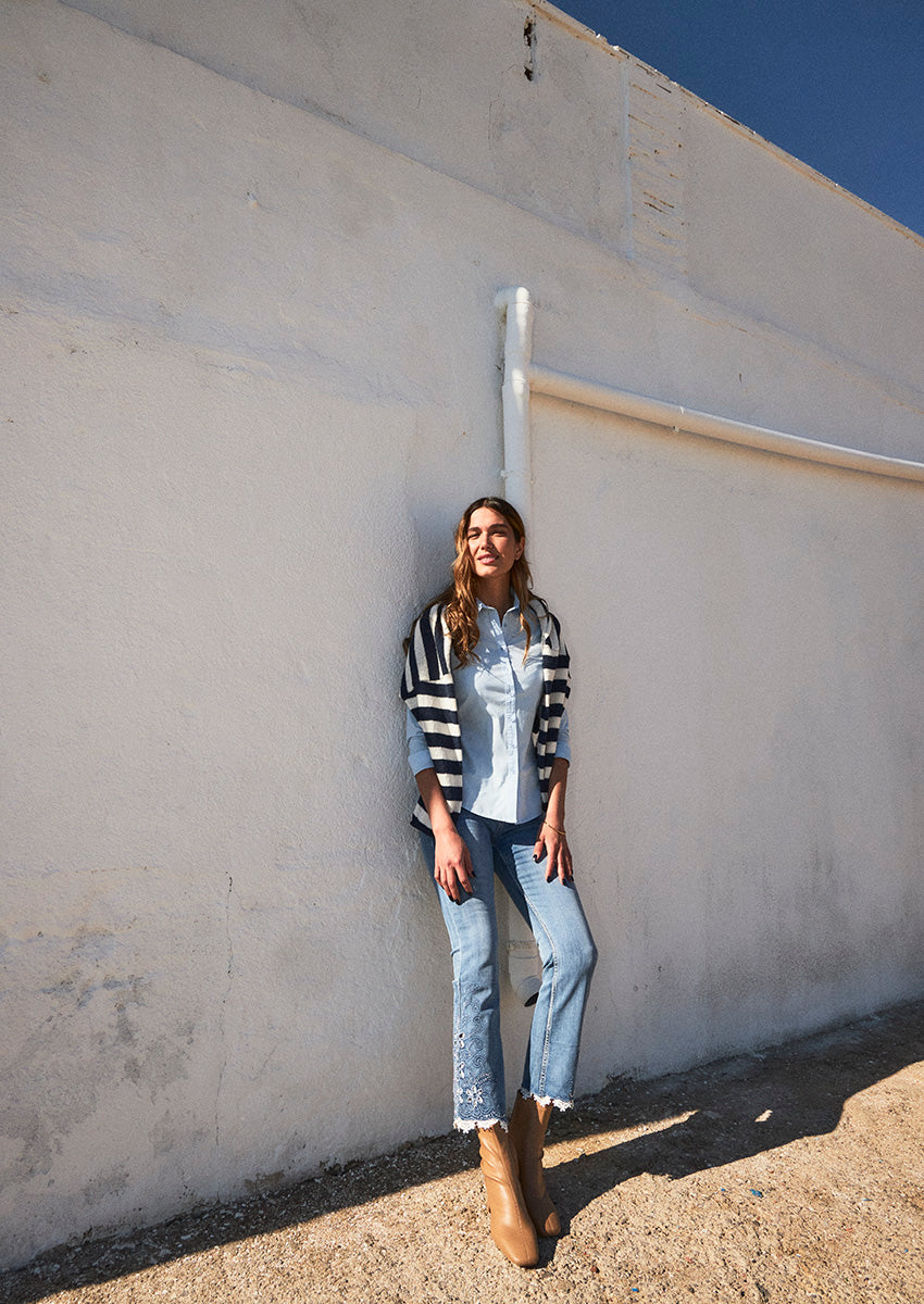 Straight fit crochet jeans