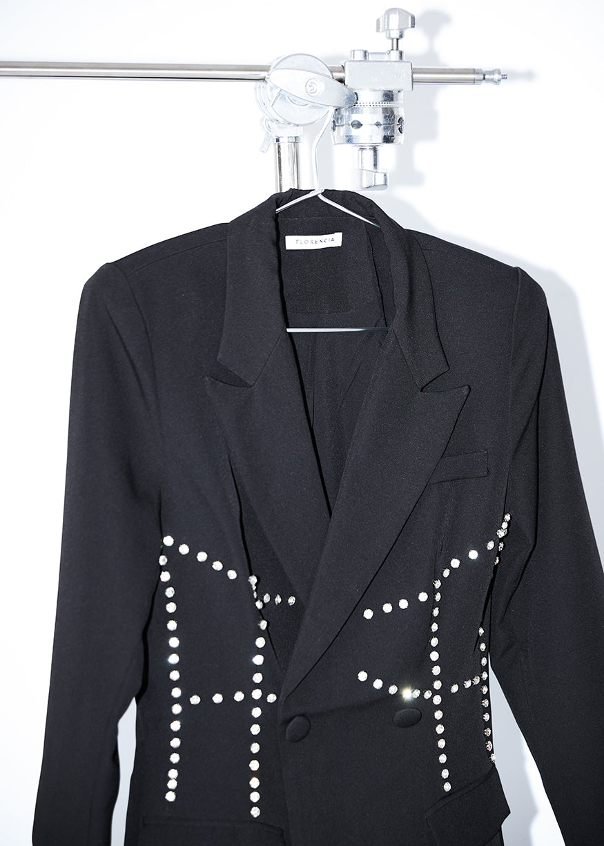 Blazer larga brillos