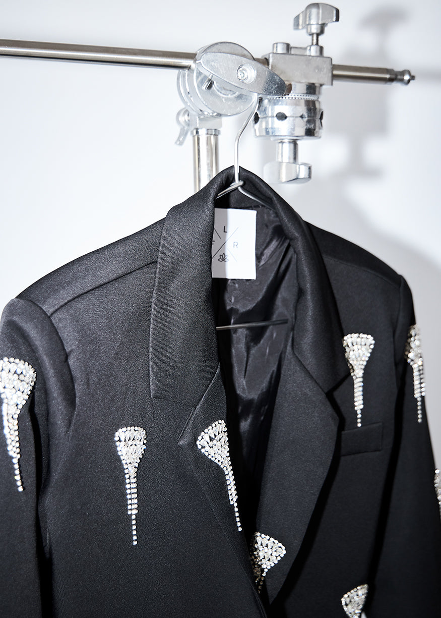 Blazer corta brillos