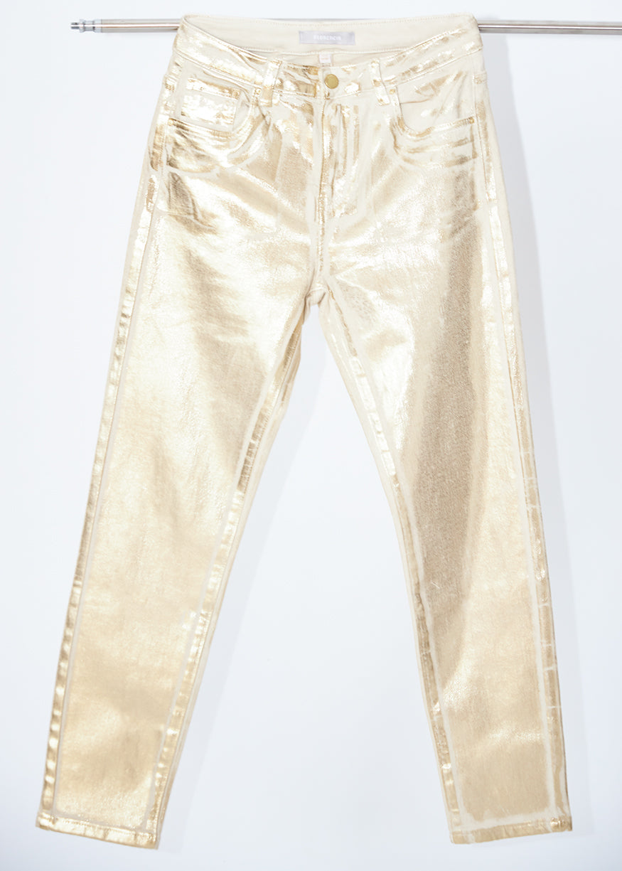 Metallic skinny jeans