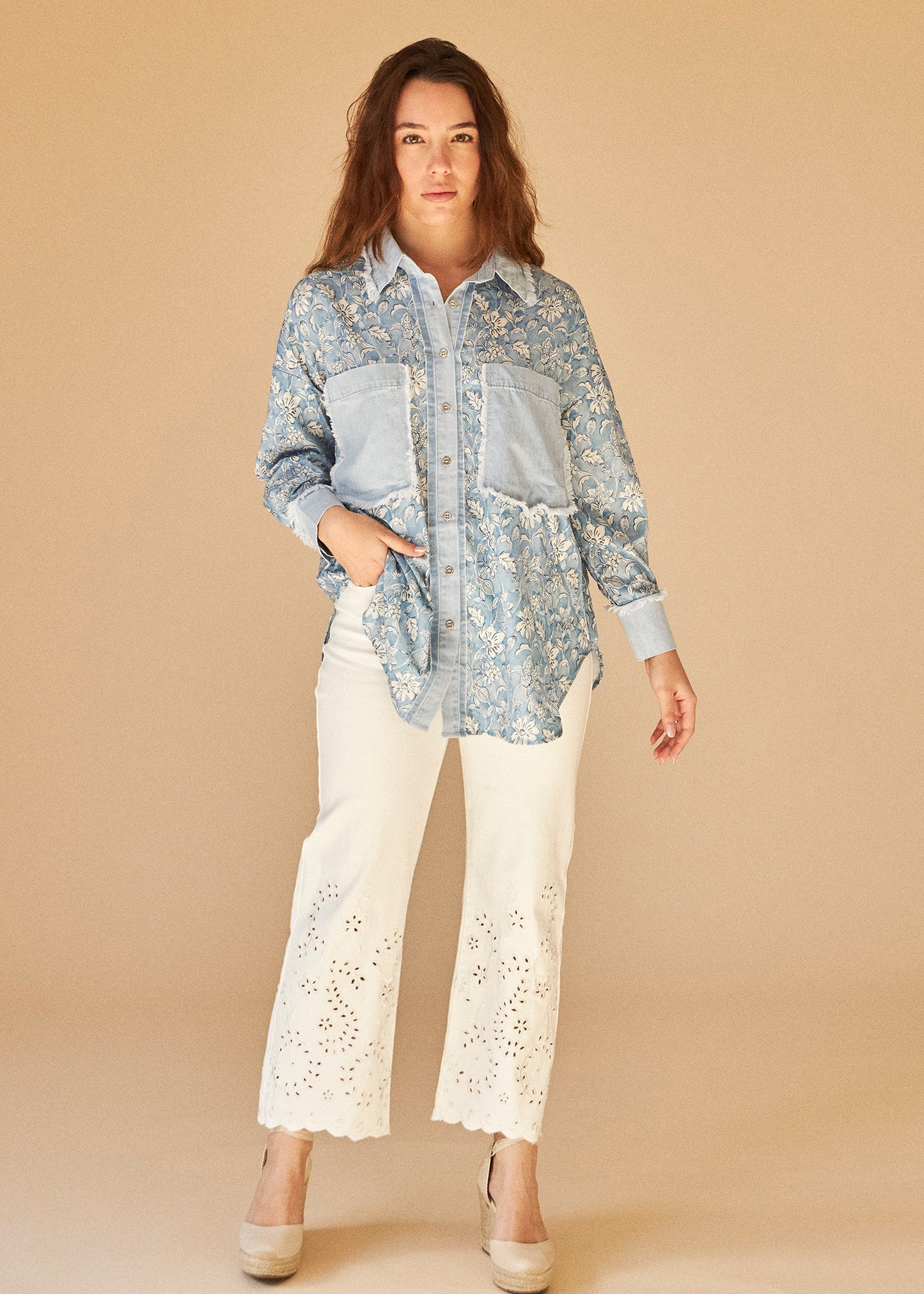 Camisa estampada denim