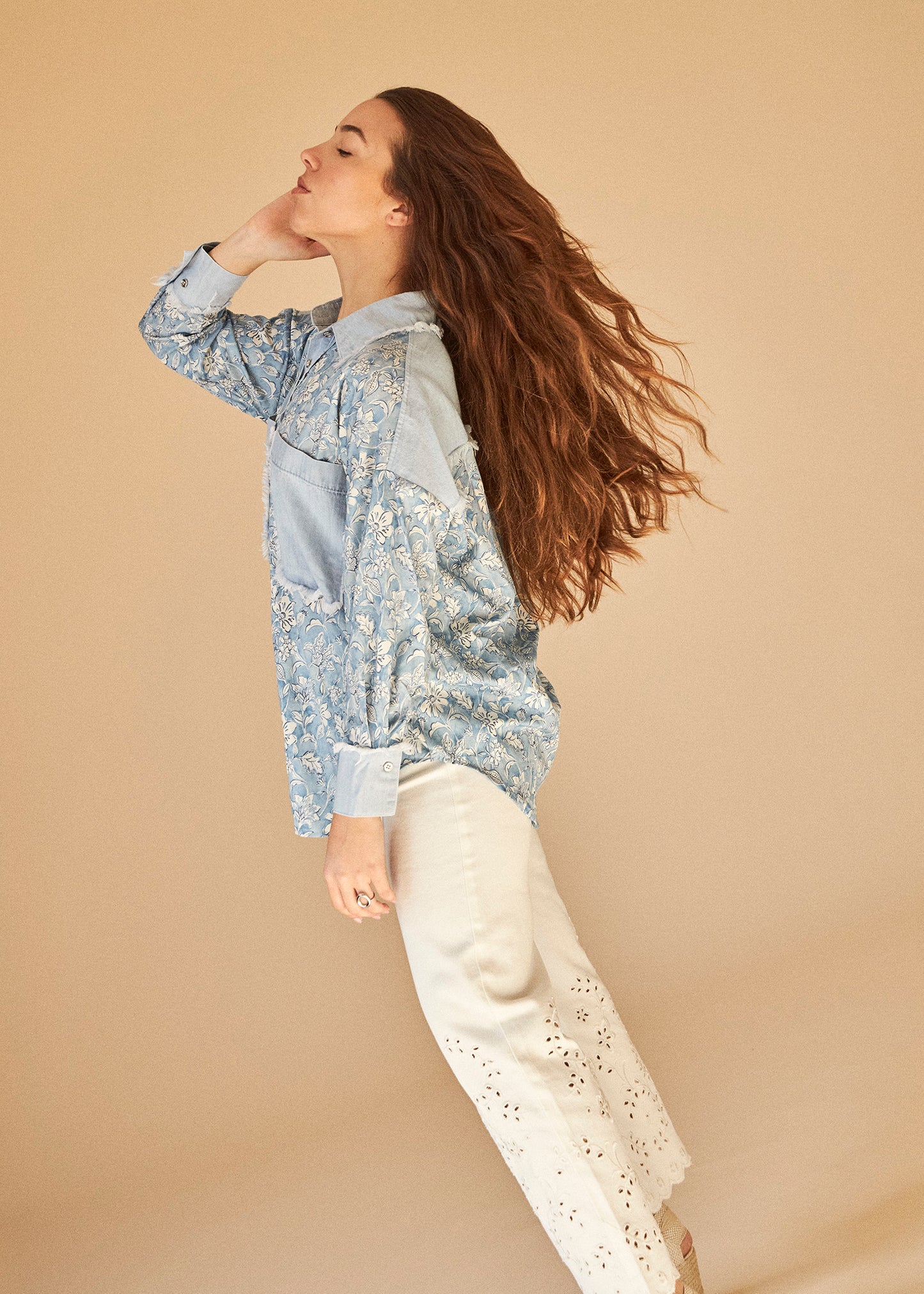 Camisa estampada denim