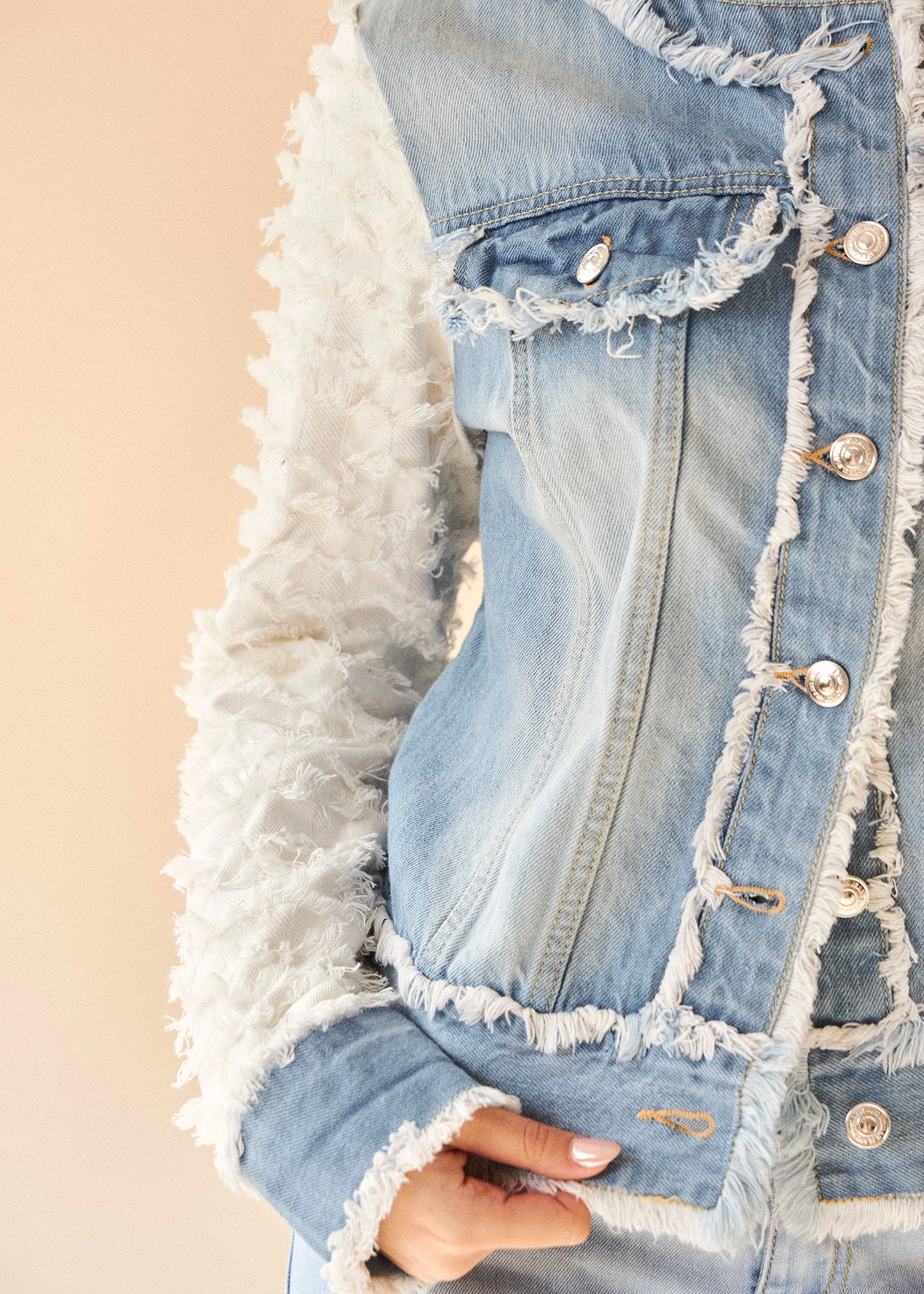 Cazadora denim flecos