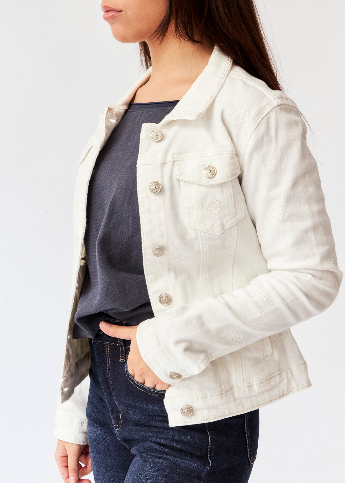 Cazadora denim bordados
