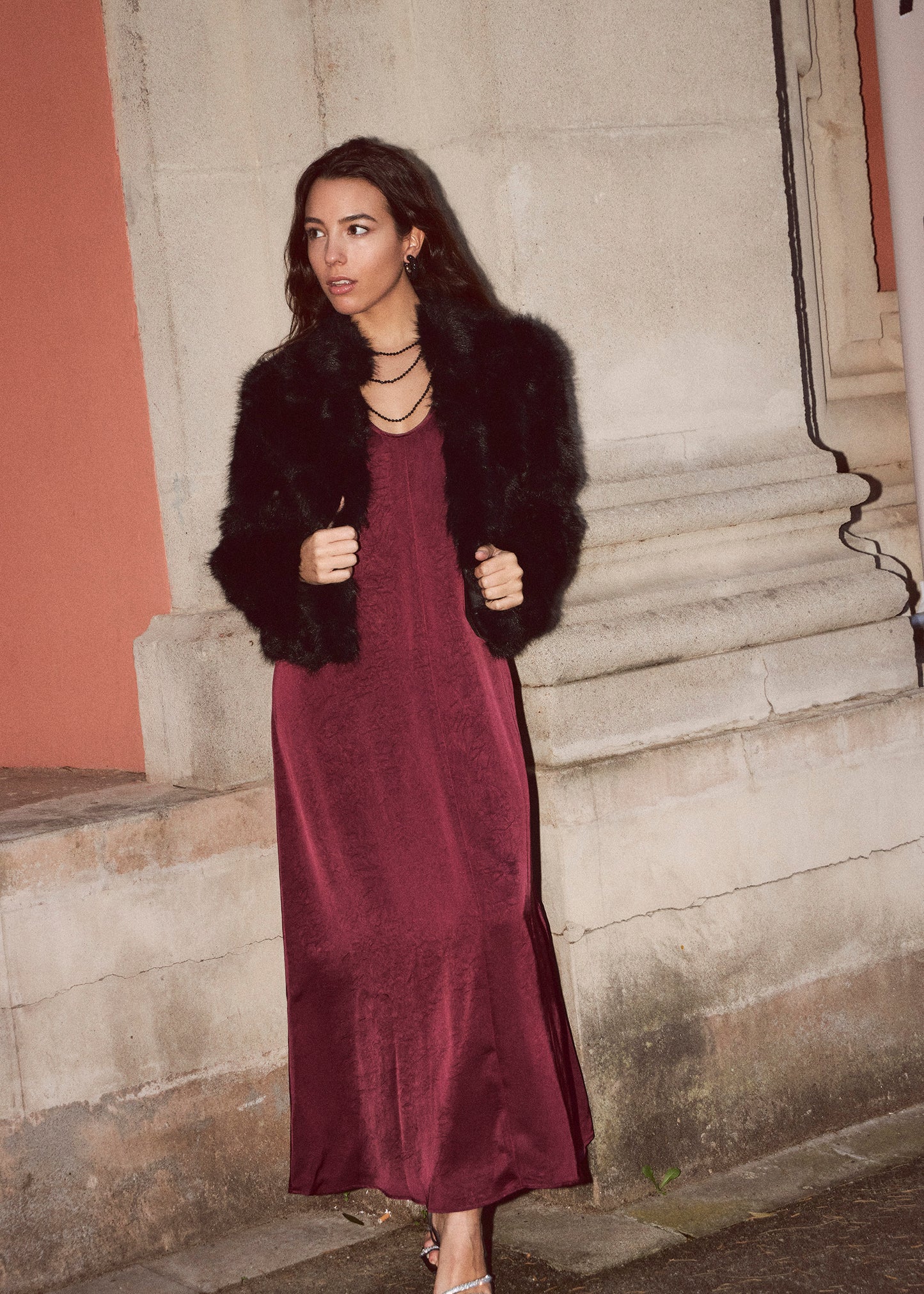 Vestido raso largo