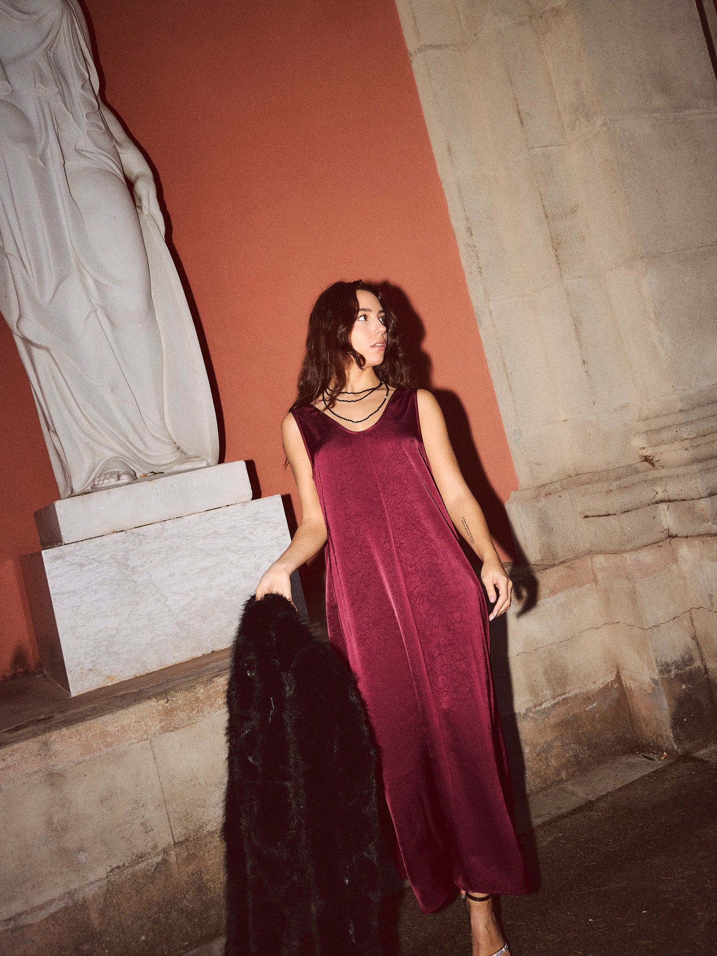 Vestido raso largo