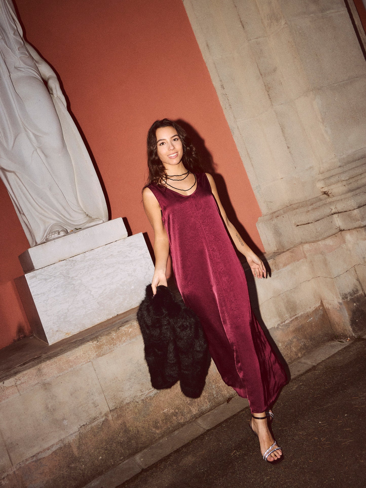 Vestido raso largo