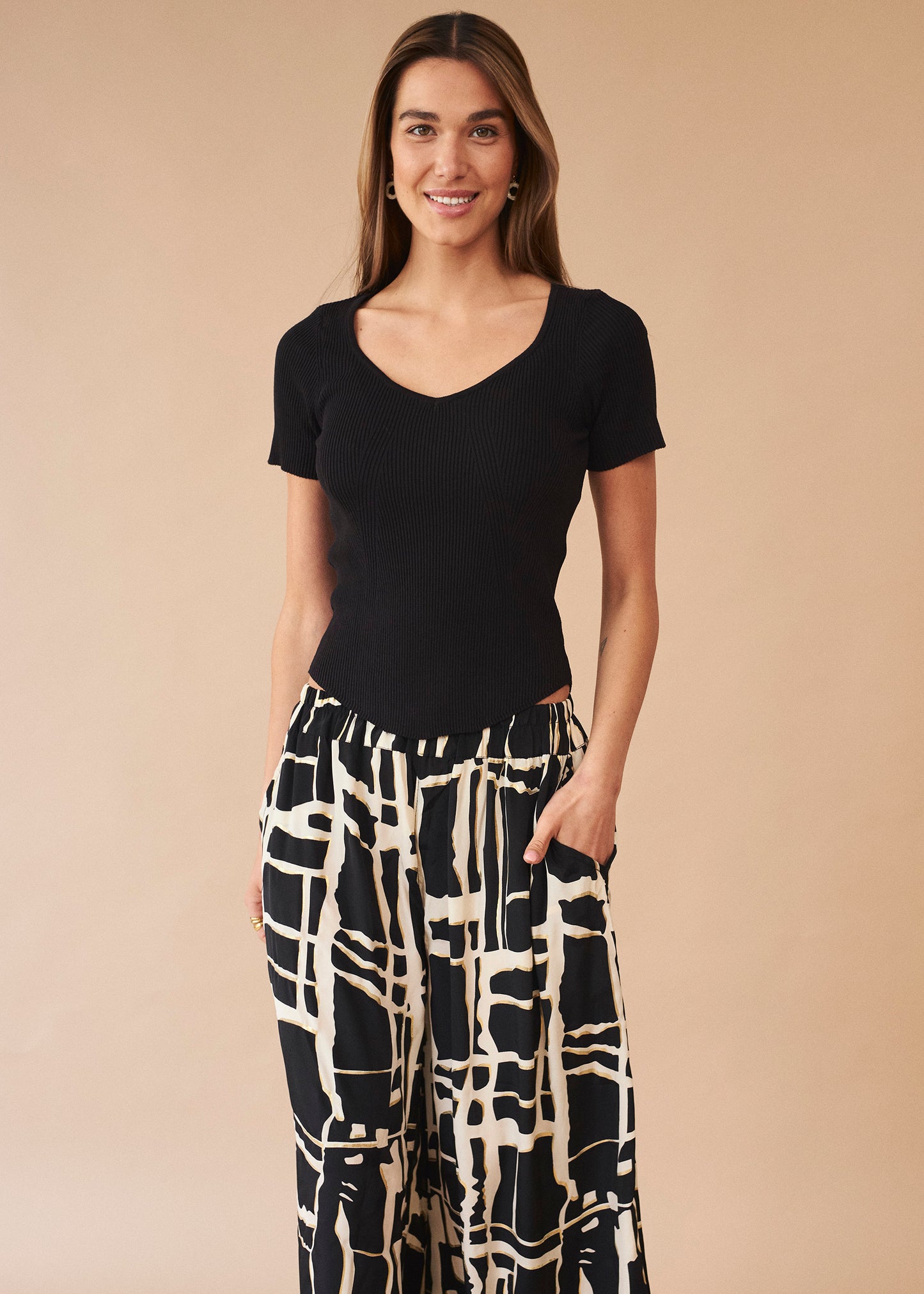 Printed fluid pants