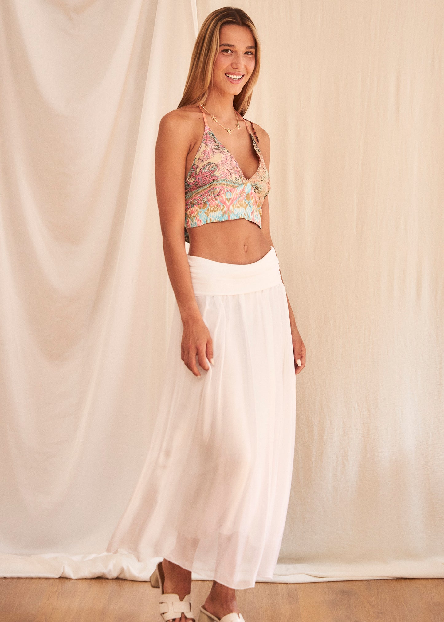 Falda maxi seda