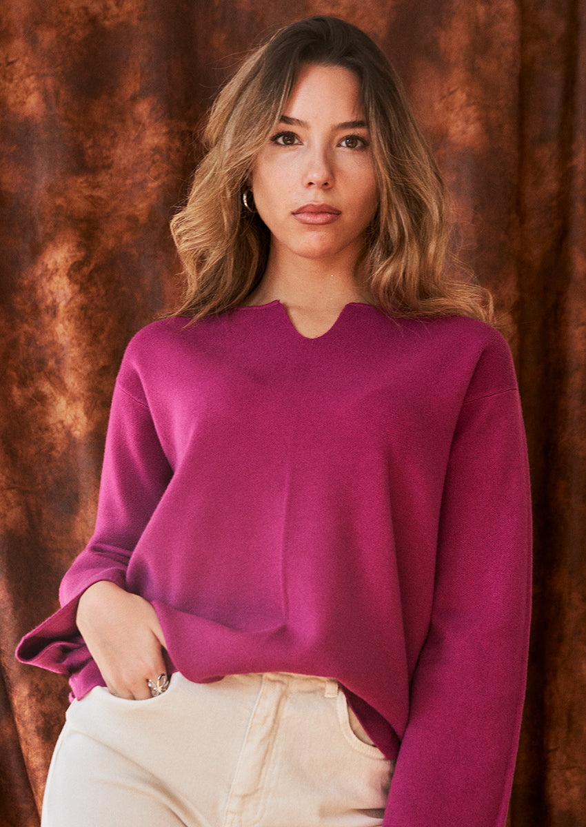 Open neck sweater