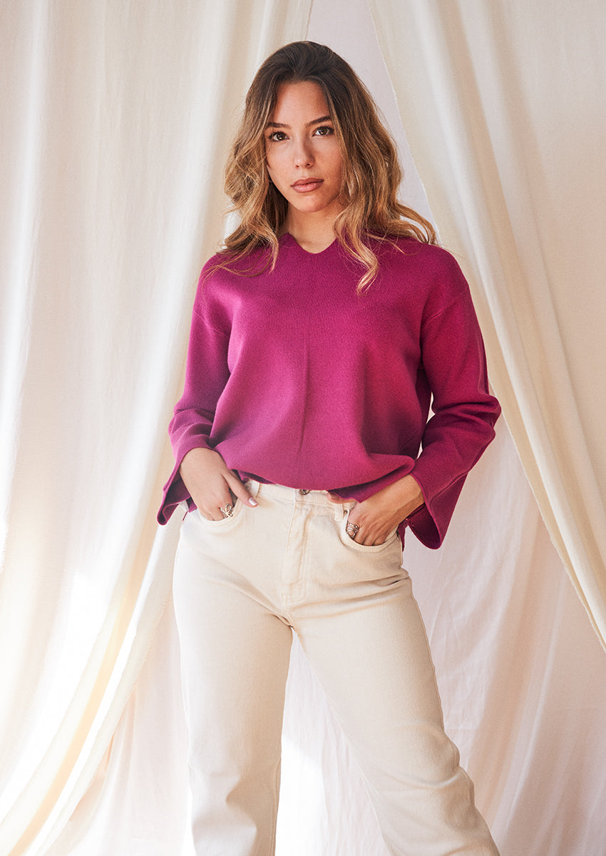 Open neck sweater