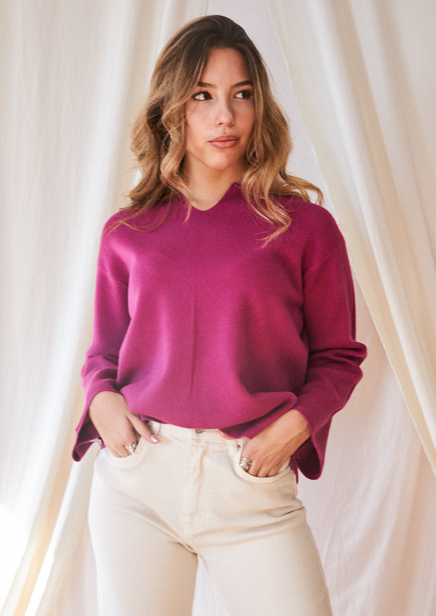 Open neck sweater