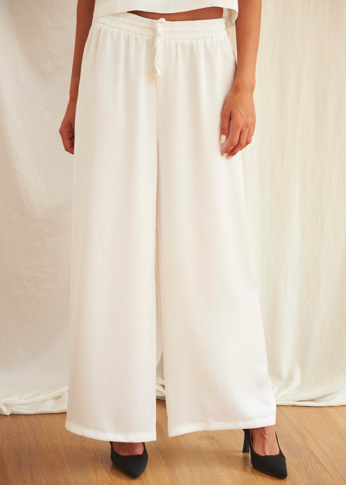 Long satin trousers