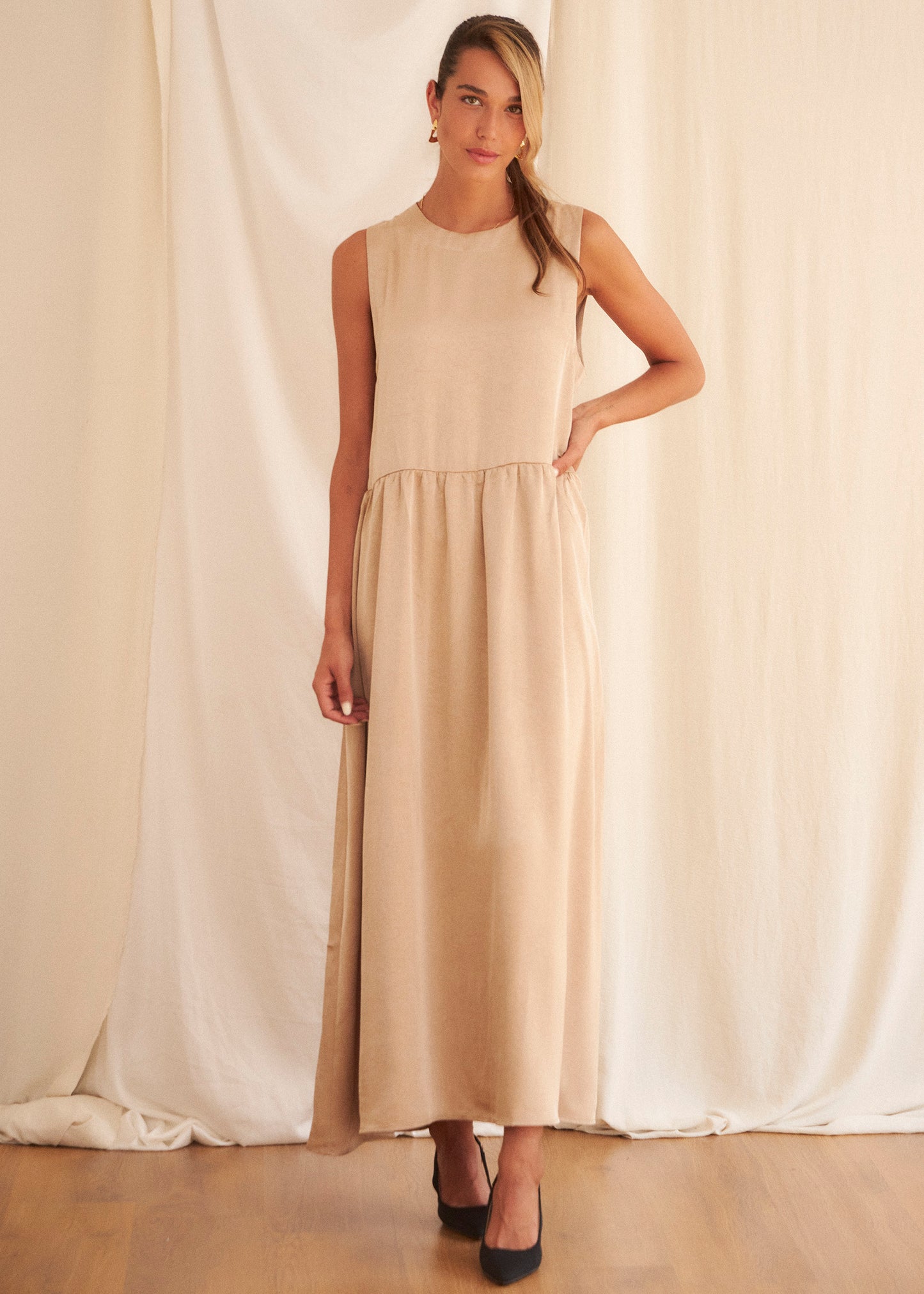 Long satin dress