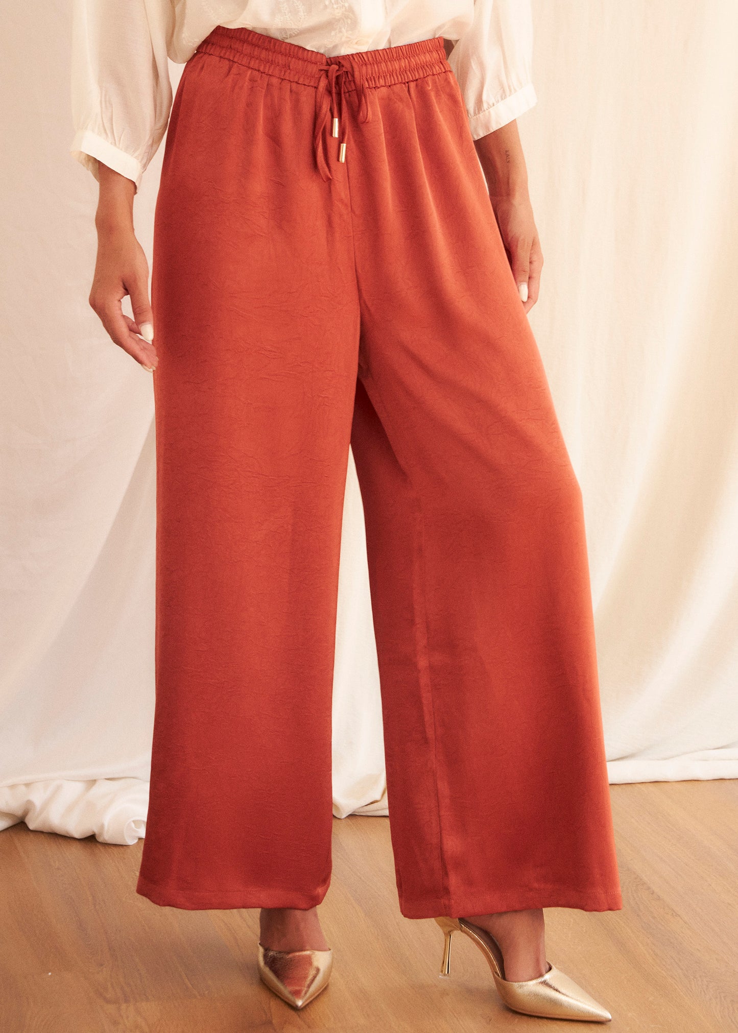Long satin trousers