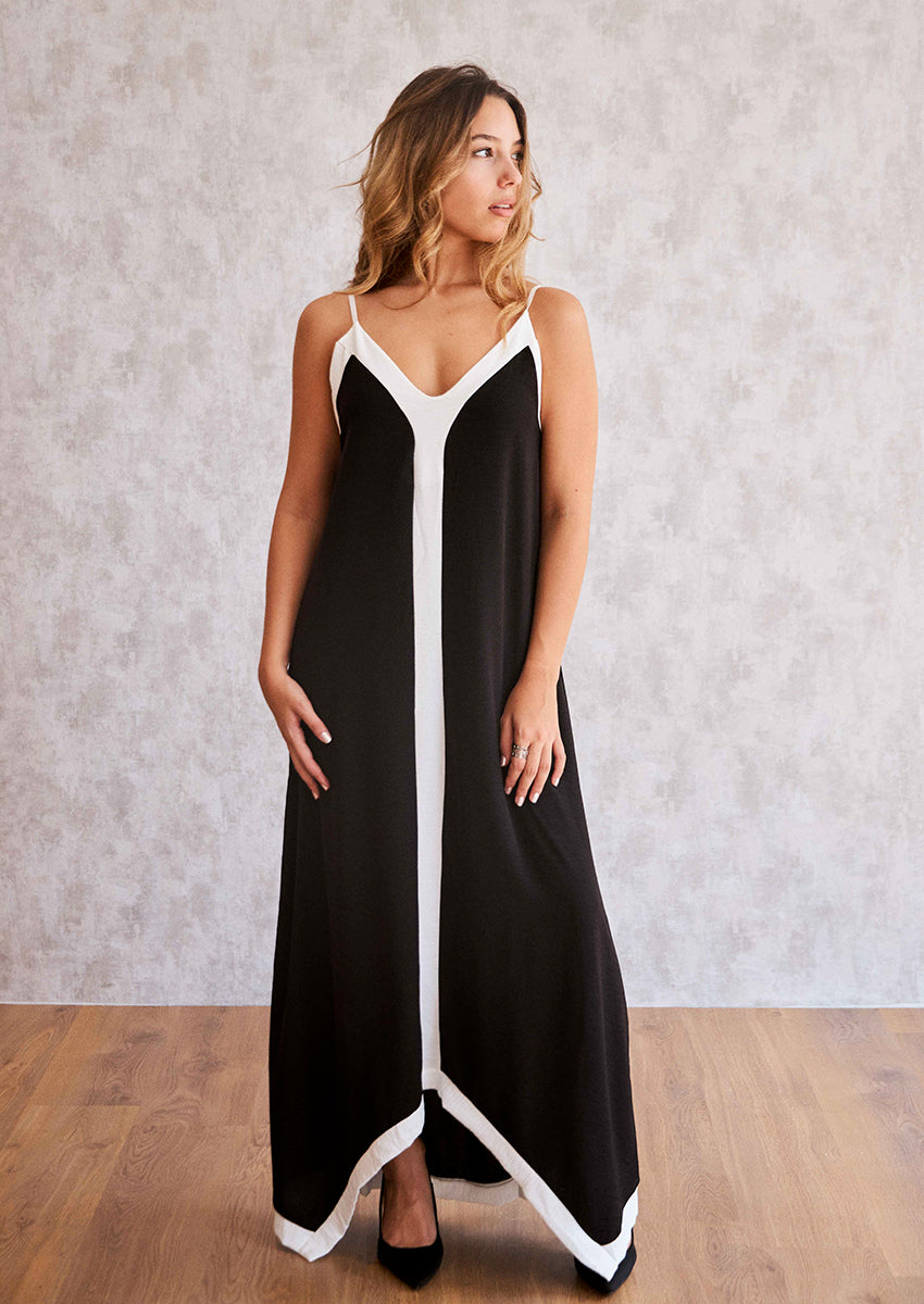 Vestido tirantes contraste