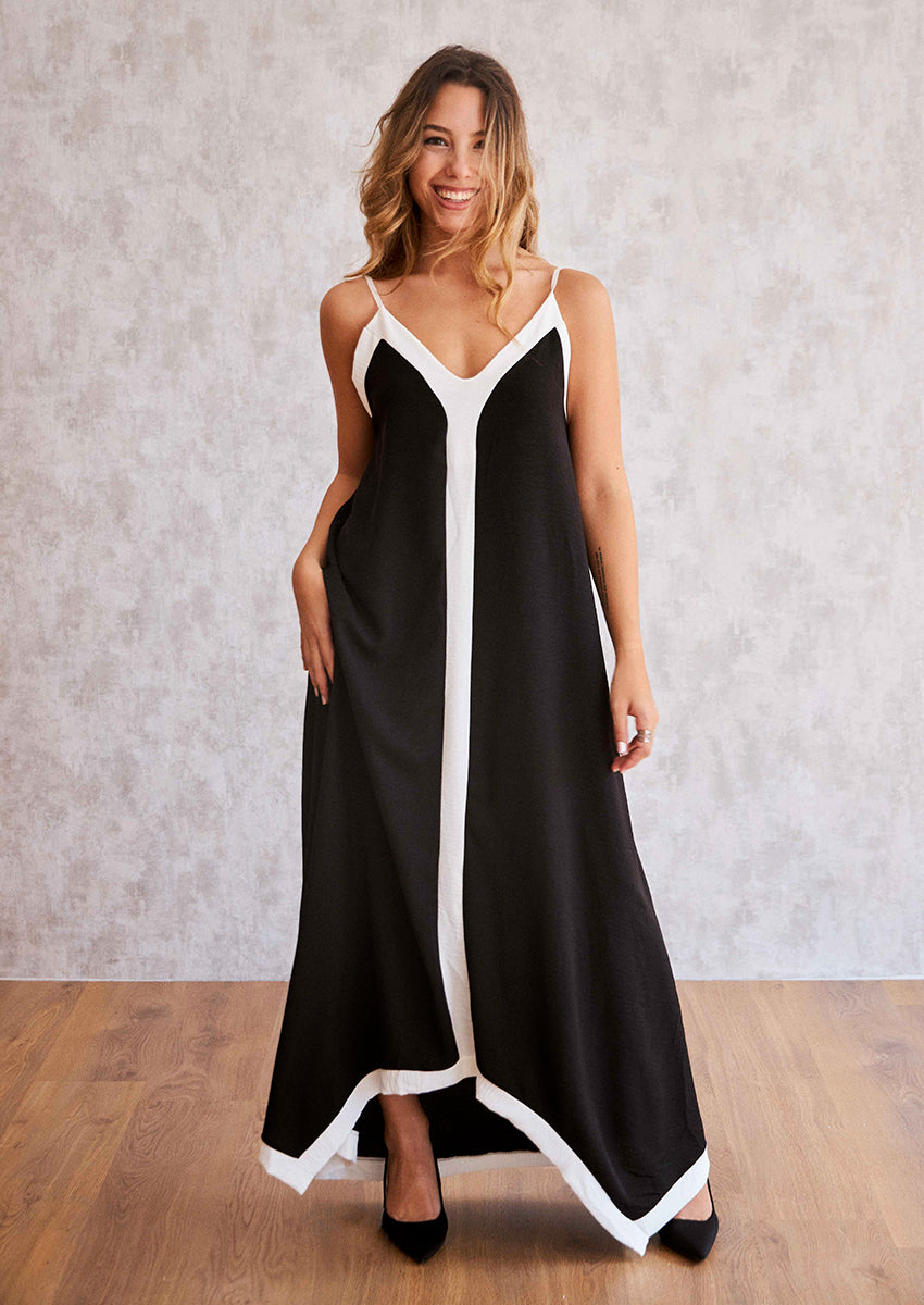 Vestido tirantes contraste