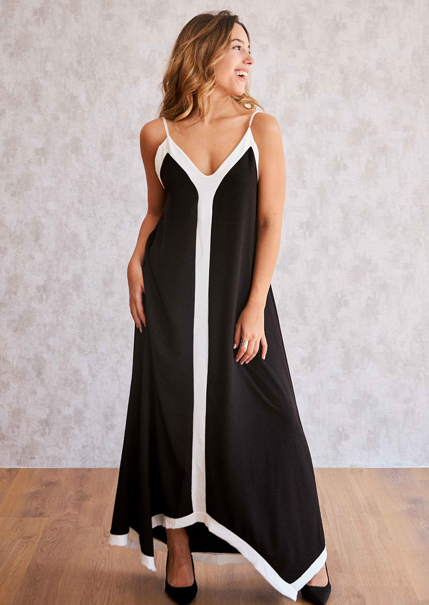 Vestido tirantes contraste