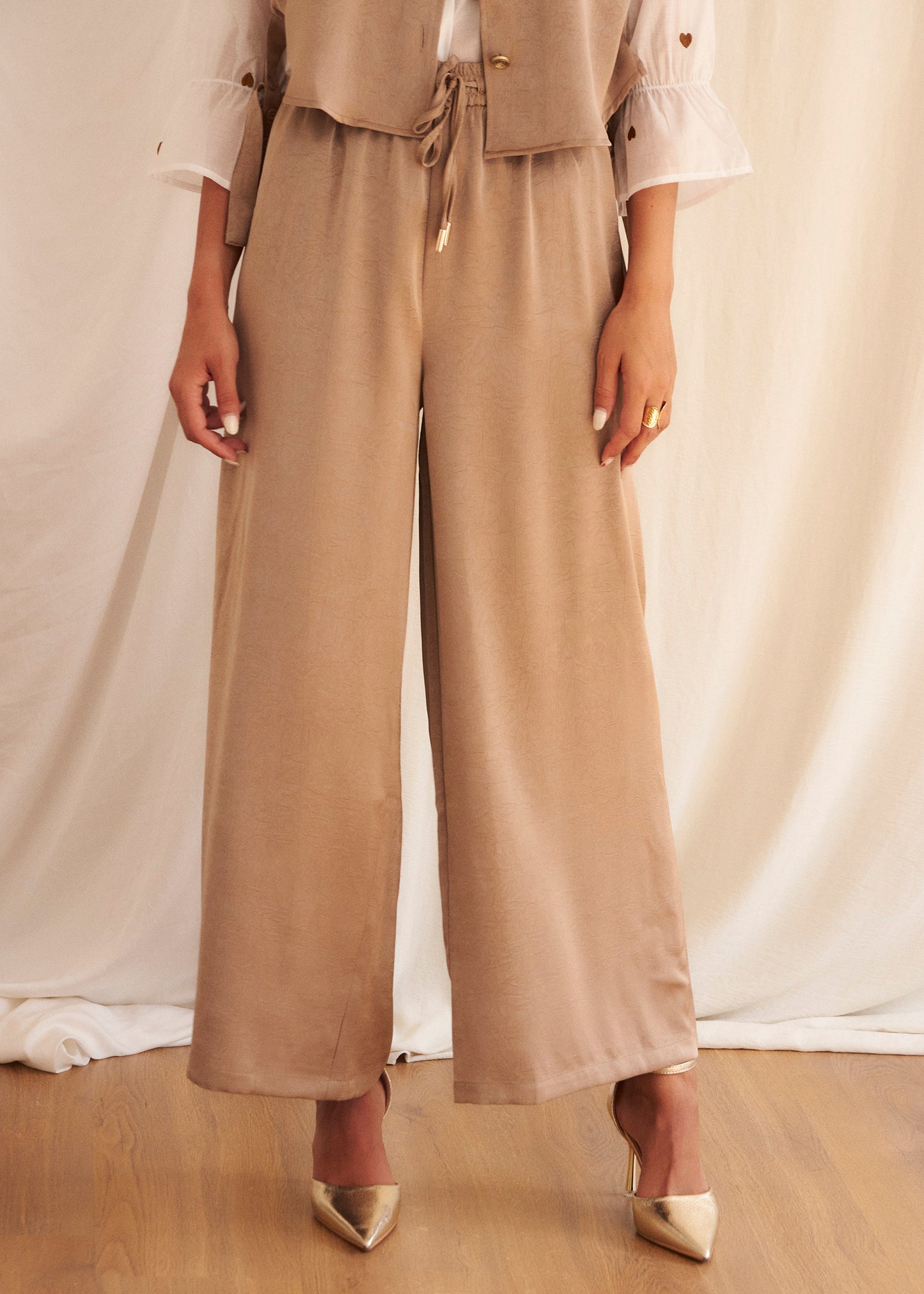 Long satin trousers