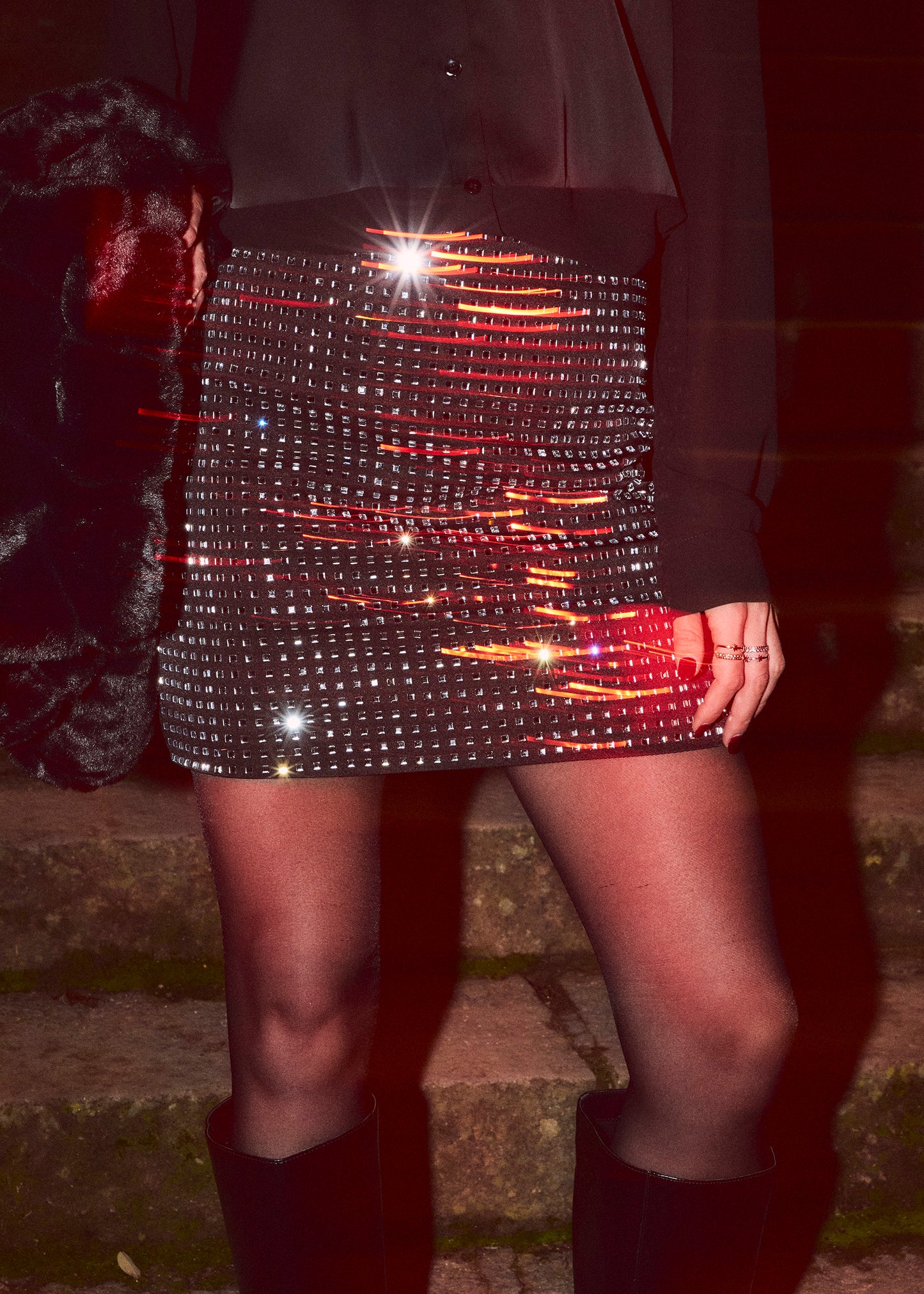Short shiny skirt