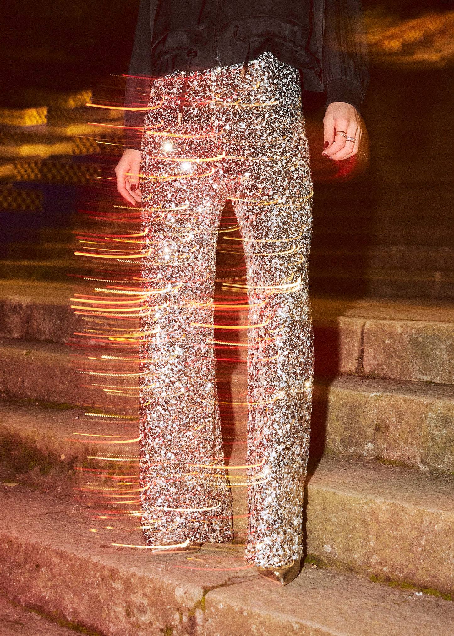 Pantalón paillettes palazzo