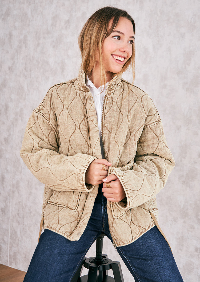 Cazadora denim acolchada