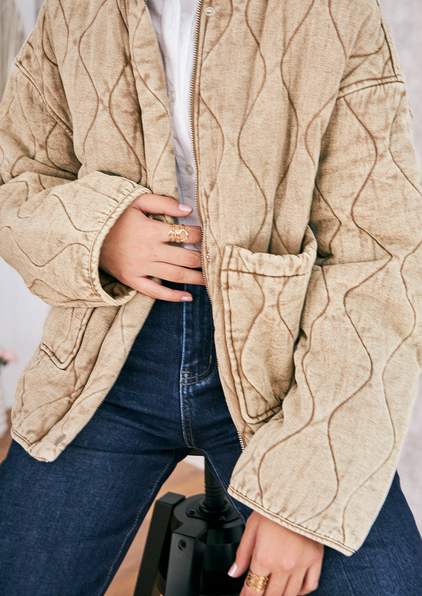 Cazadora denim acolchada