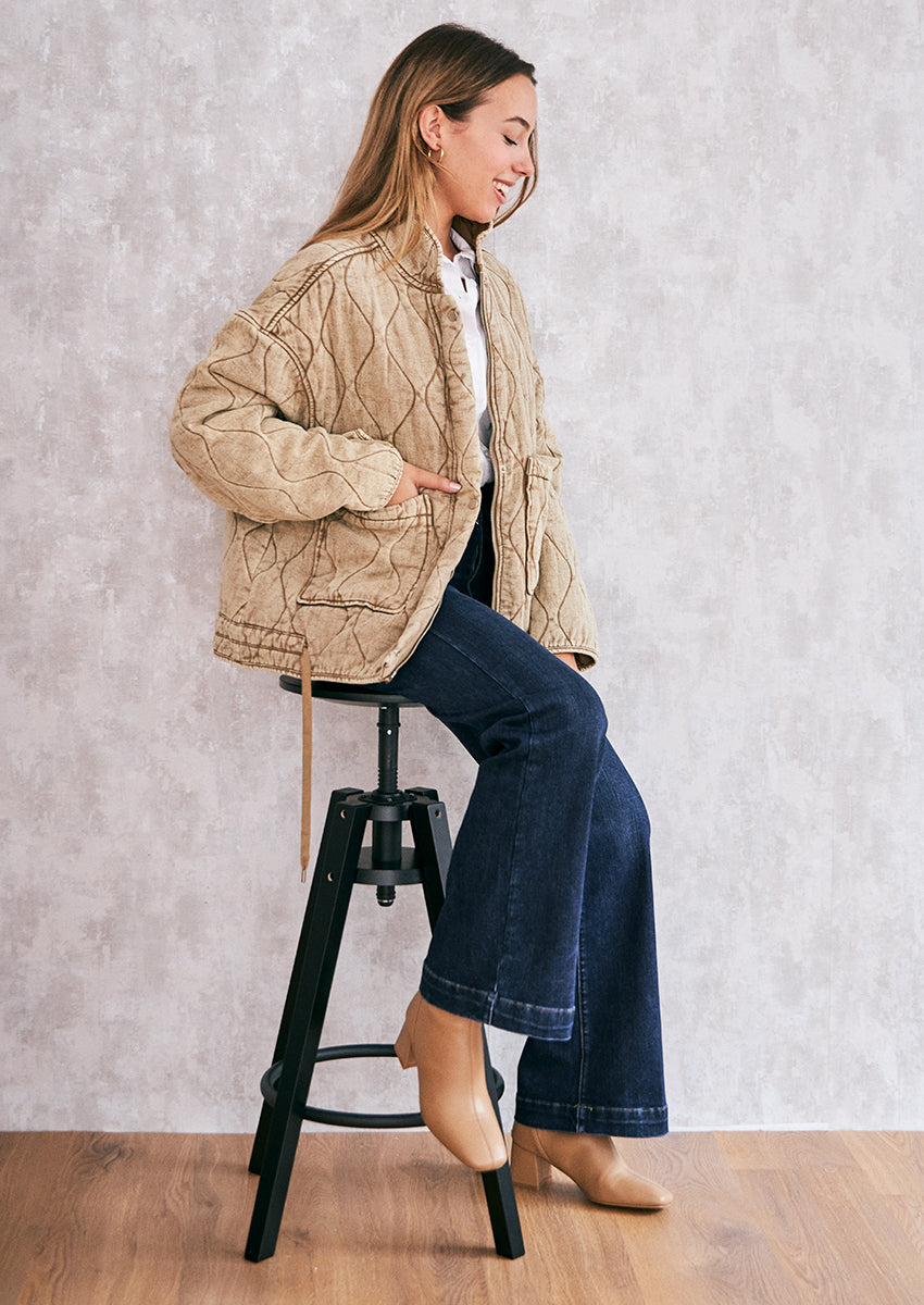 Cazadora denim acolchada