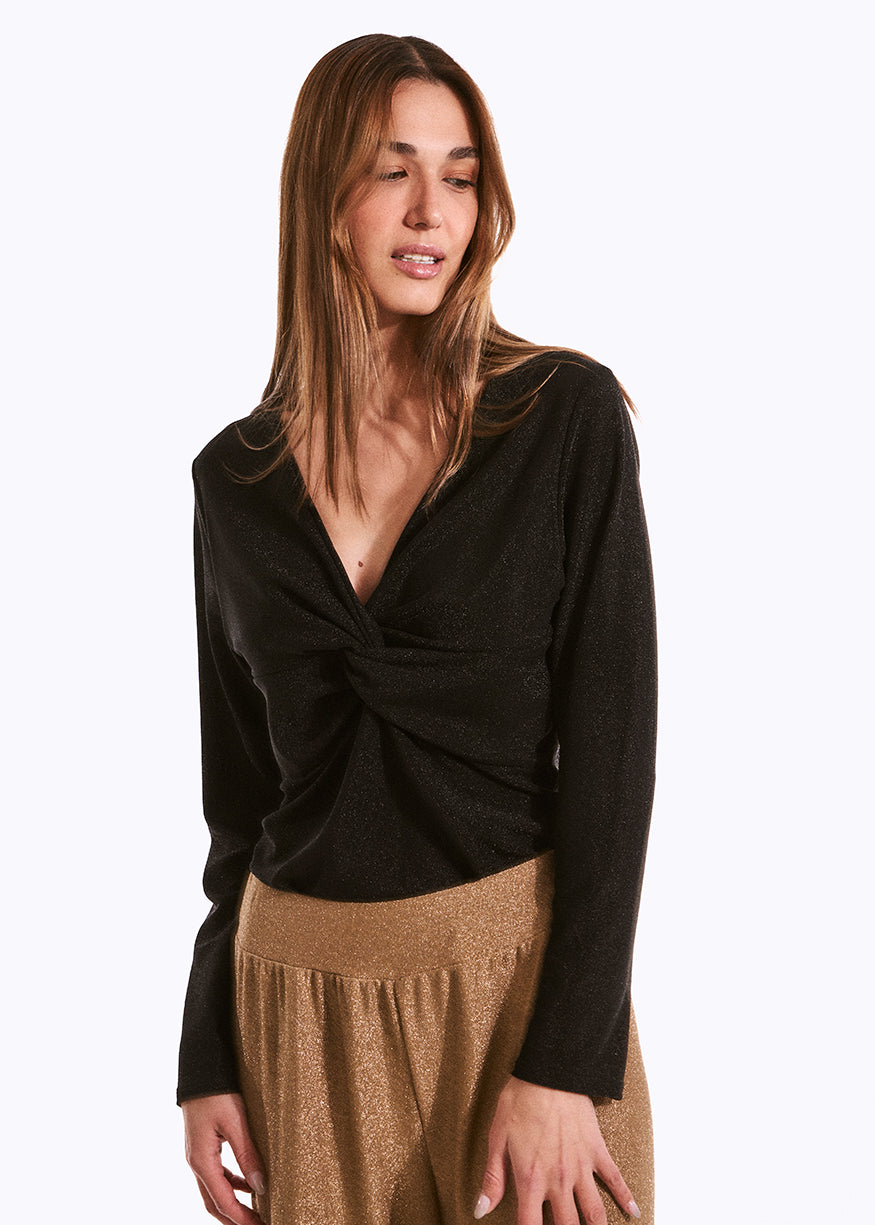 Crossover lurex T-shirt