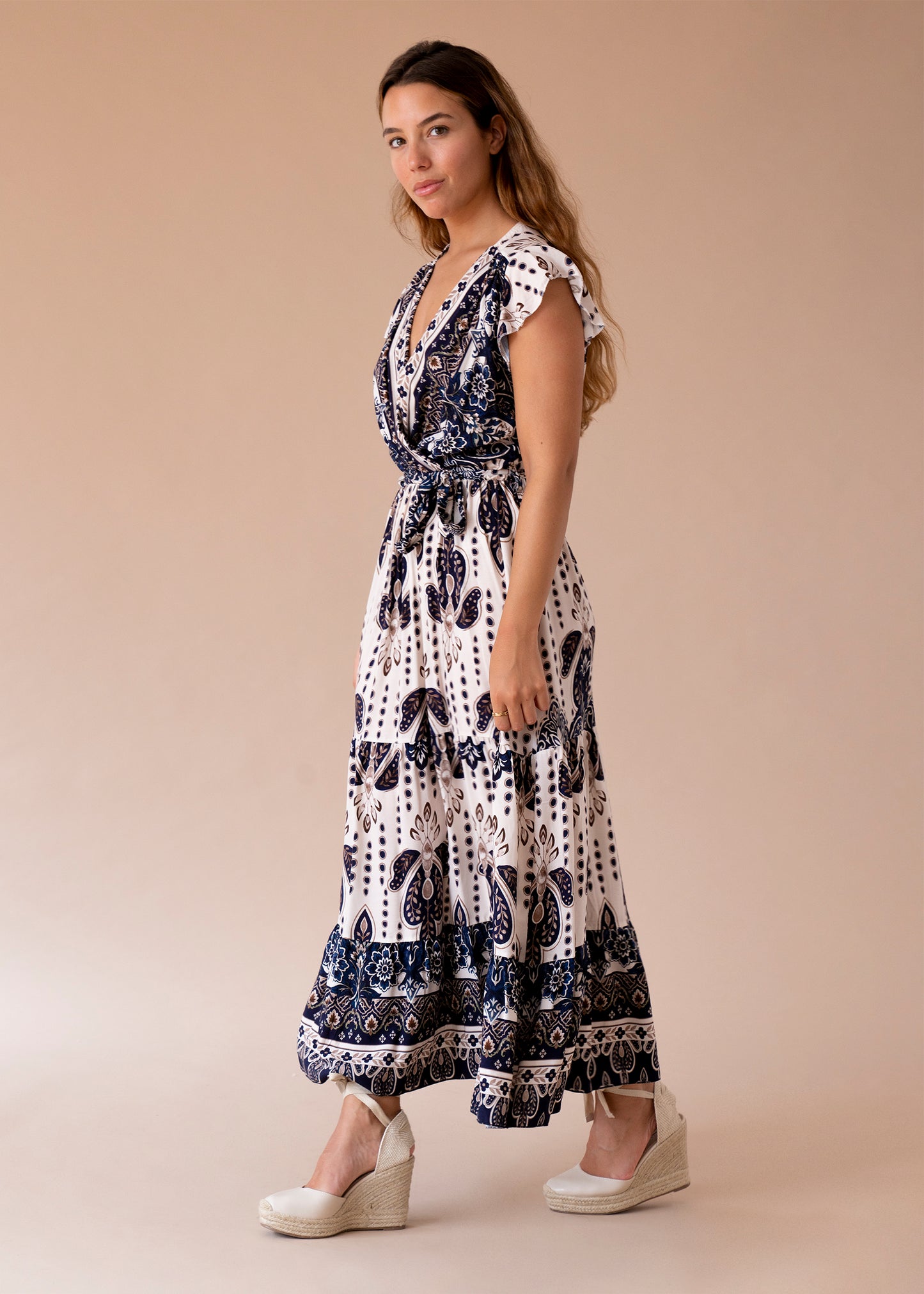 Vestido cruzado estampado