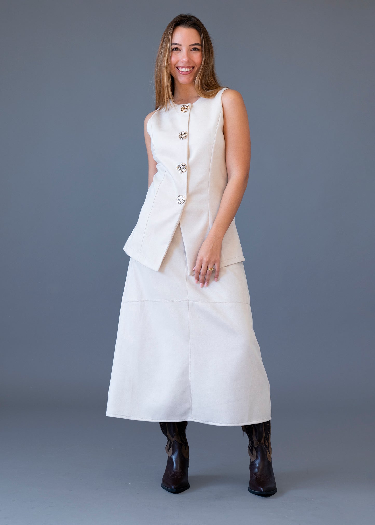 Chaleco antelina botones