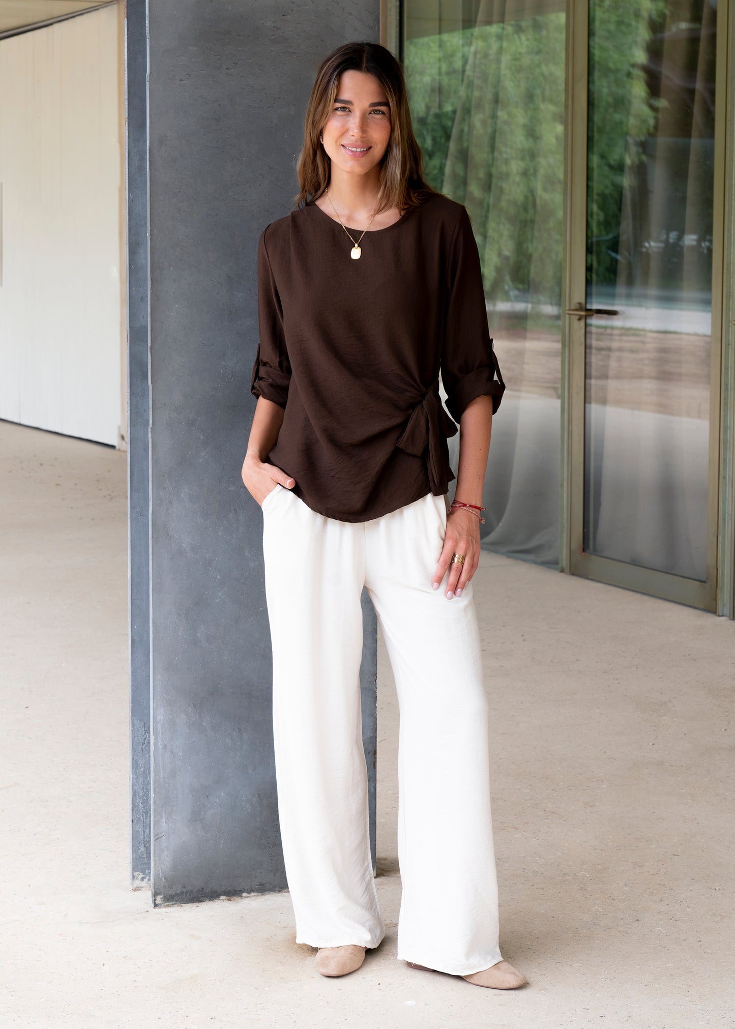 Blusa Tamariu nudo cuello redondo