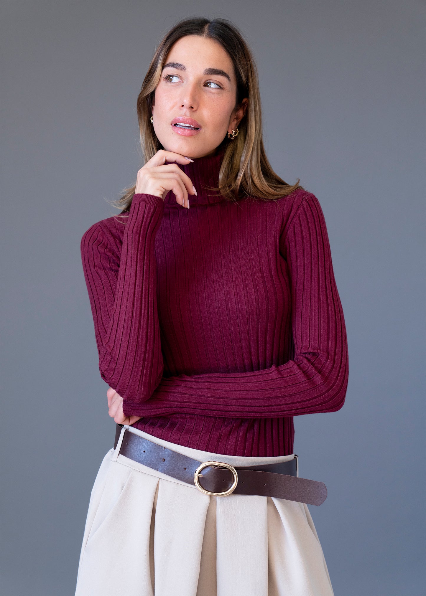 Jersey canalé cuello alto