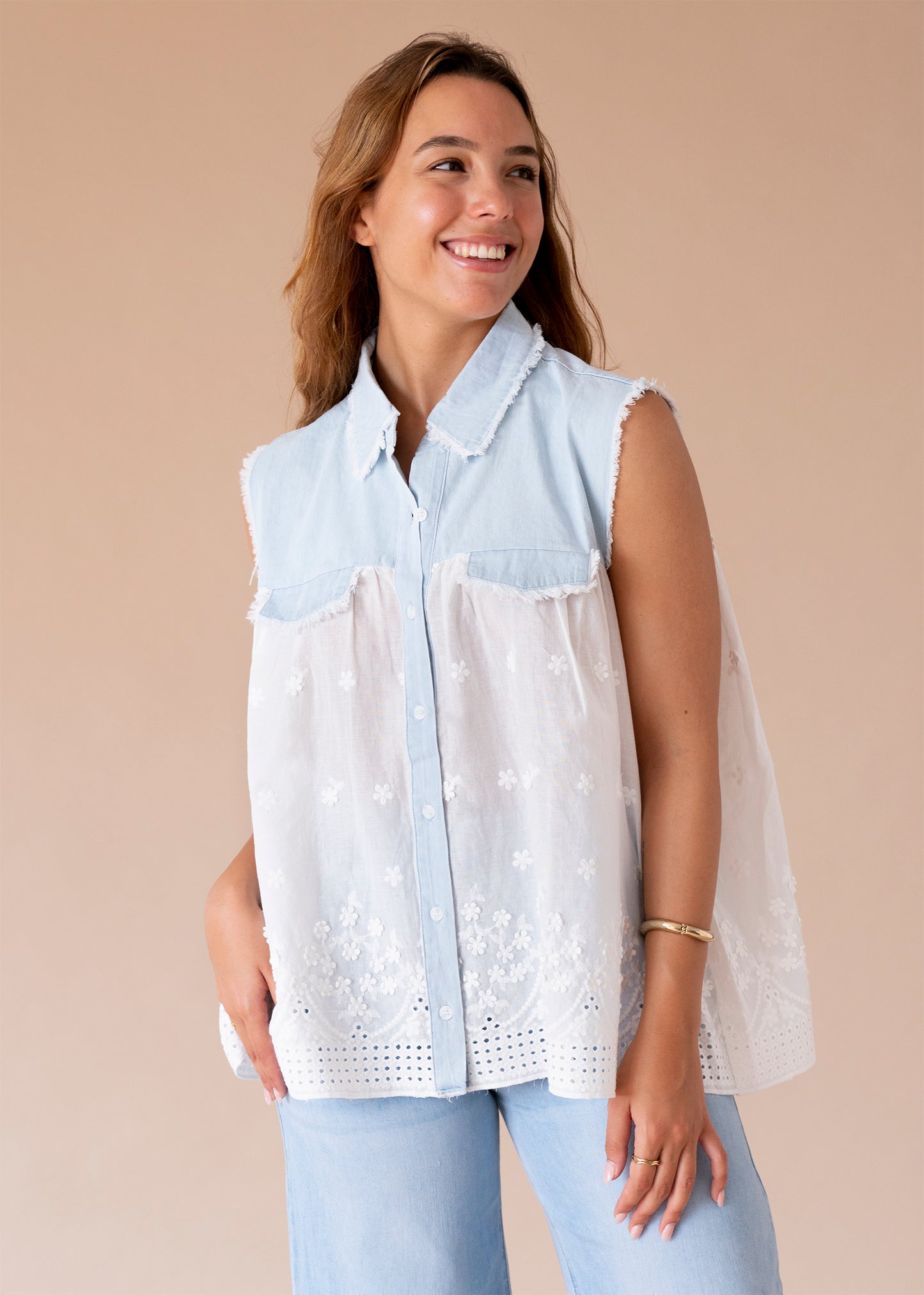 Camisa batista denim