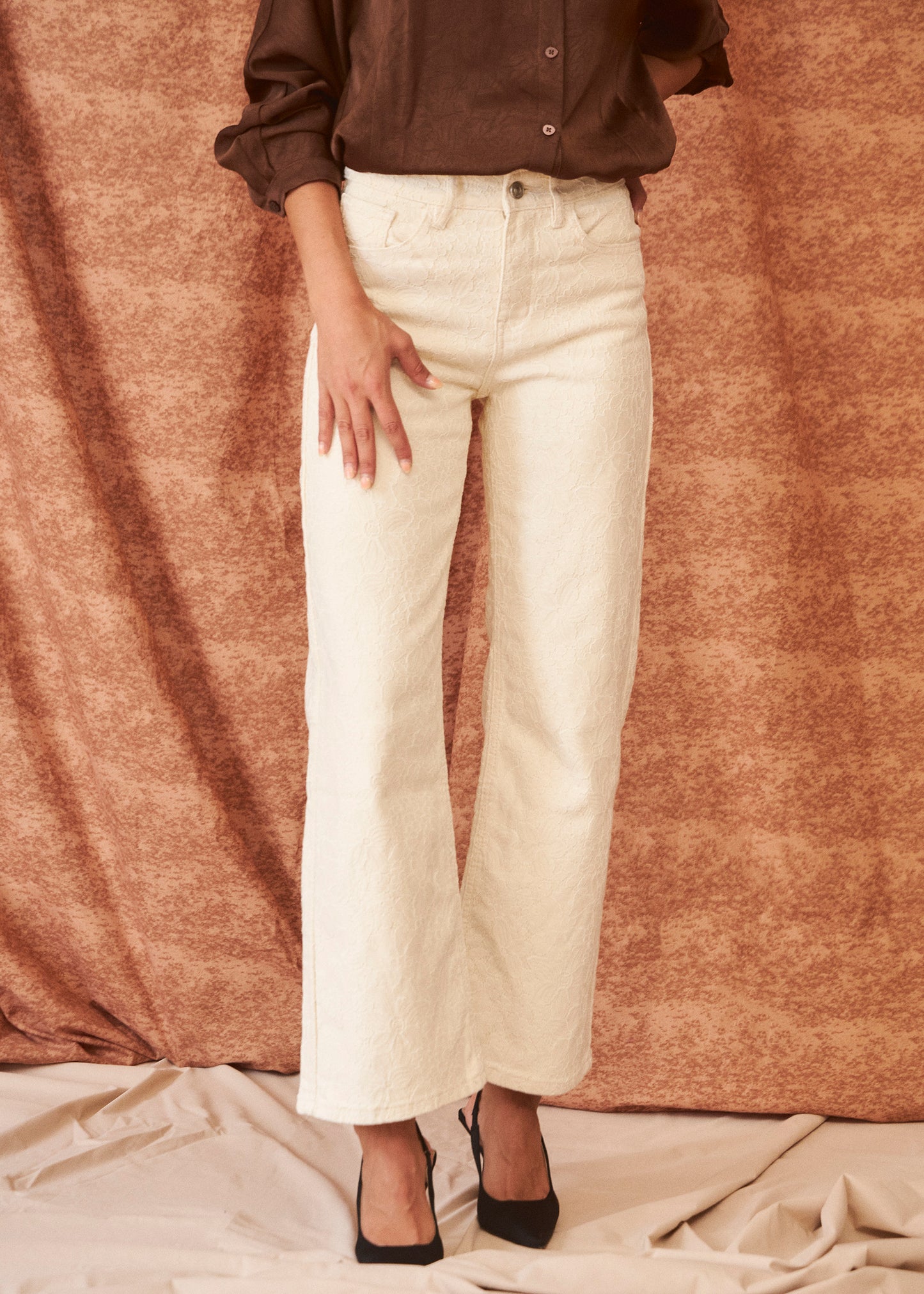 Straight brocade jeans