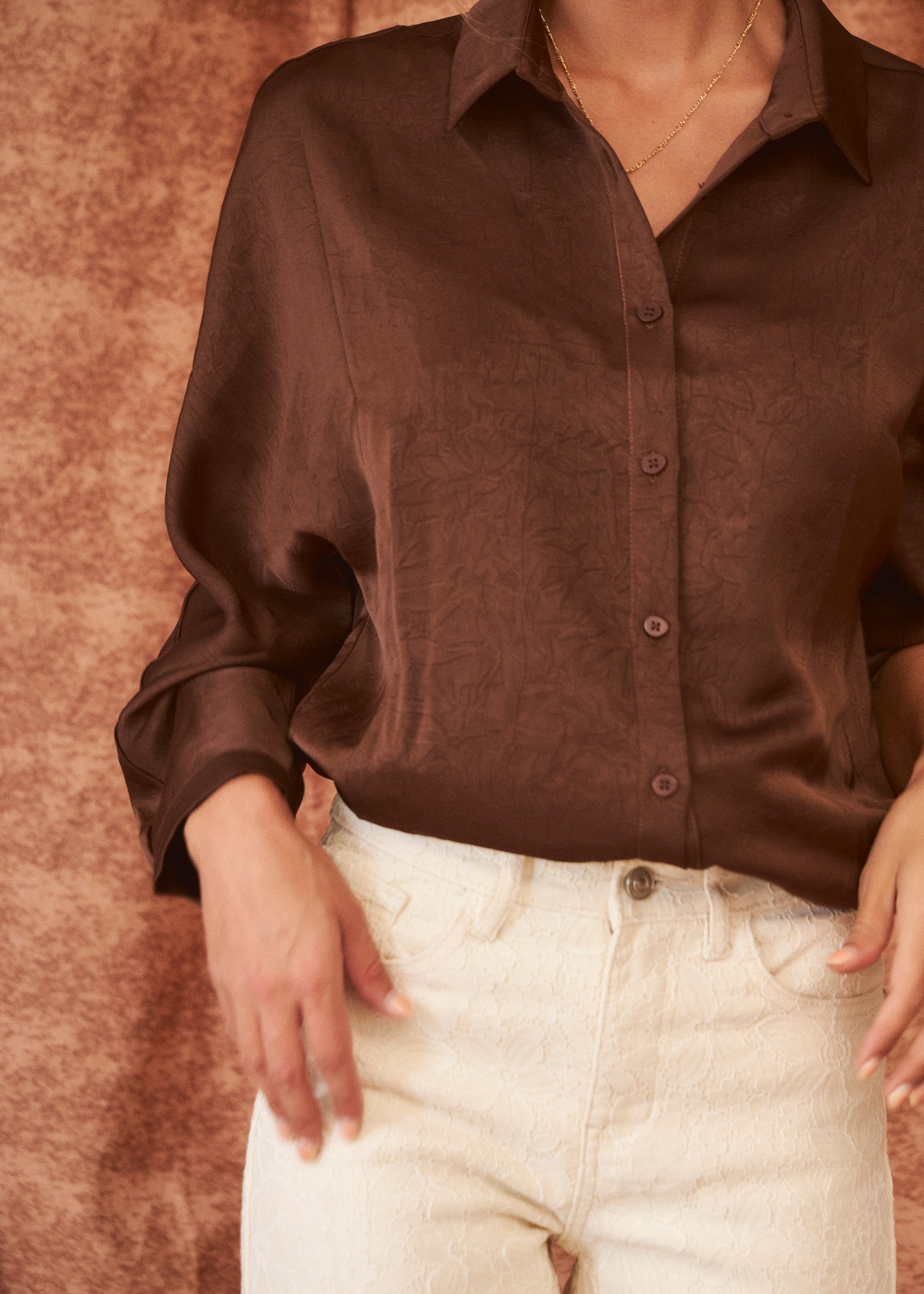 Short satin shirt