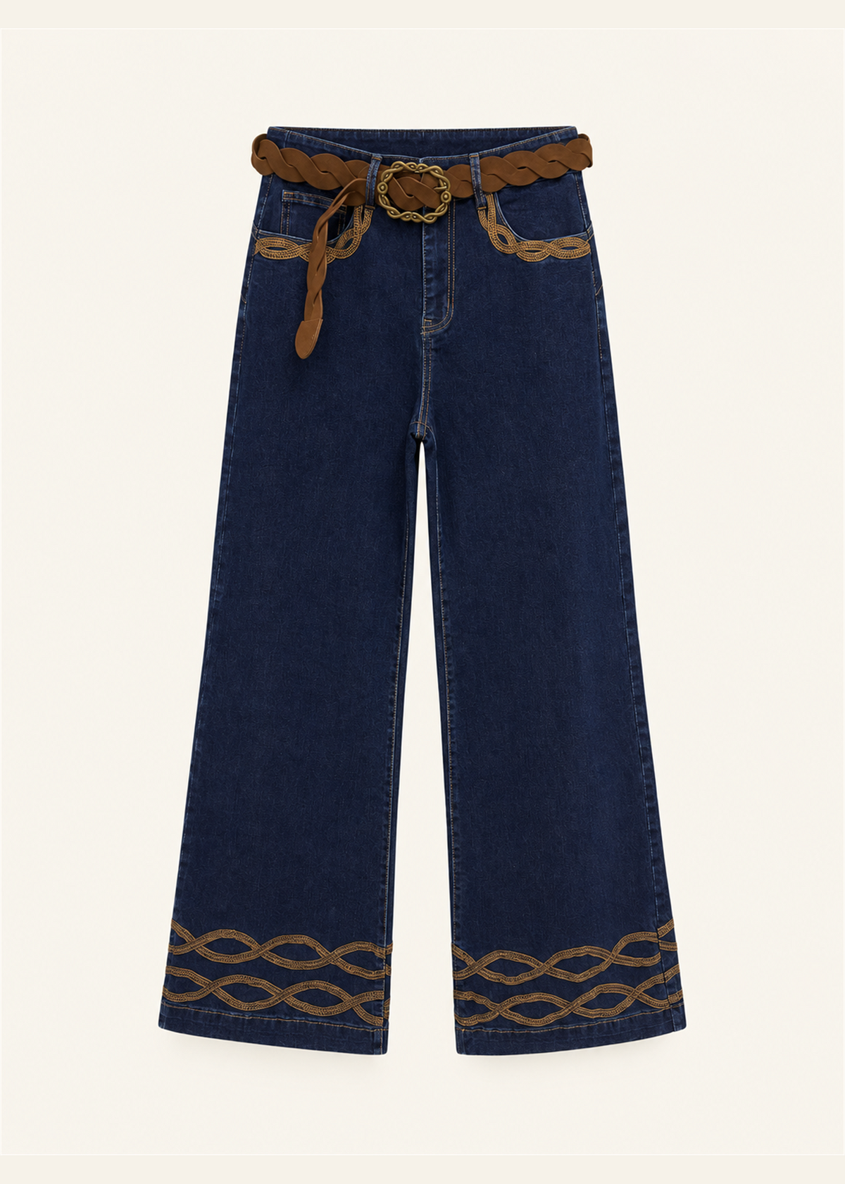 Jeans bordados cinturón