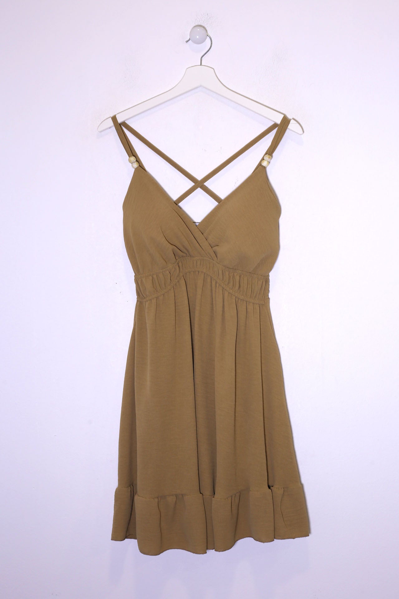 Vestido abalorios fluido corto