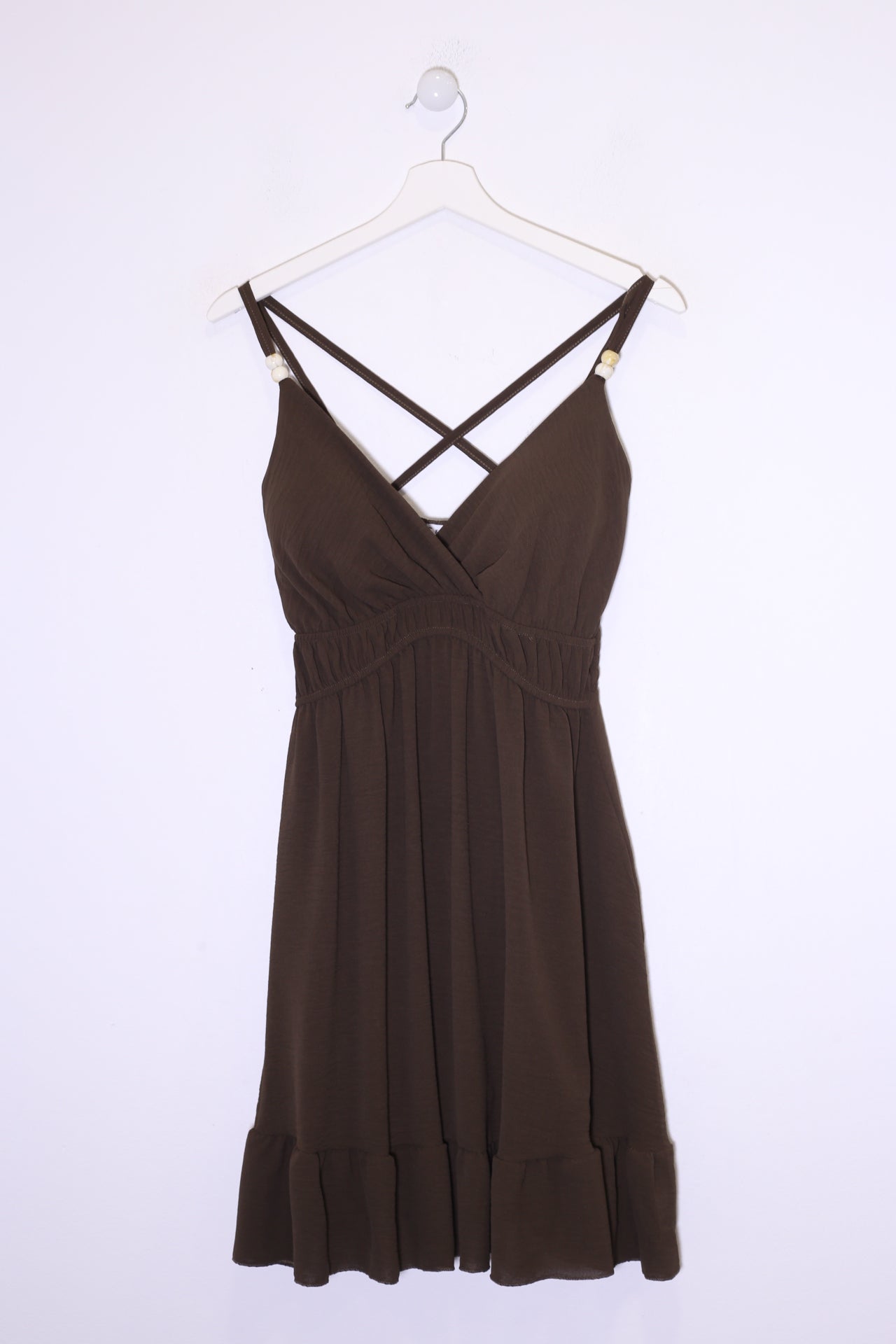 Vestido abalorios fluido corto
