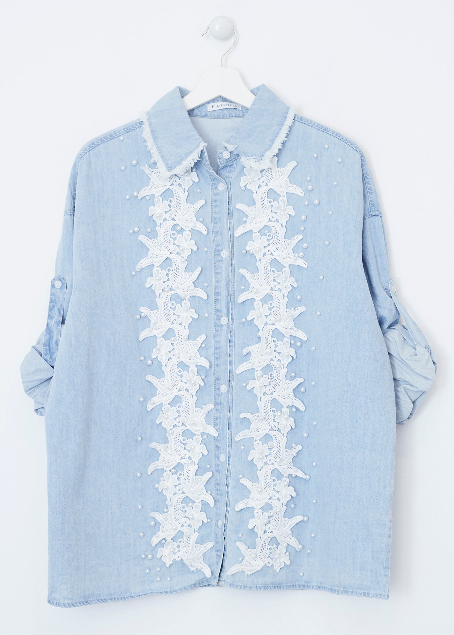 Camisa denim perlas