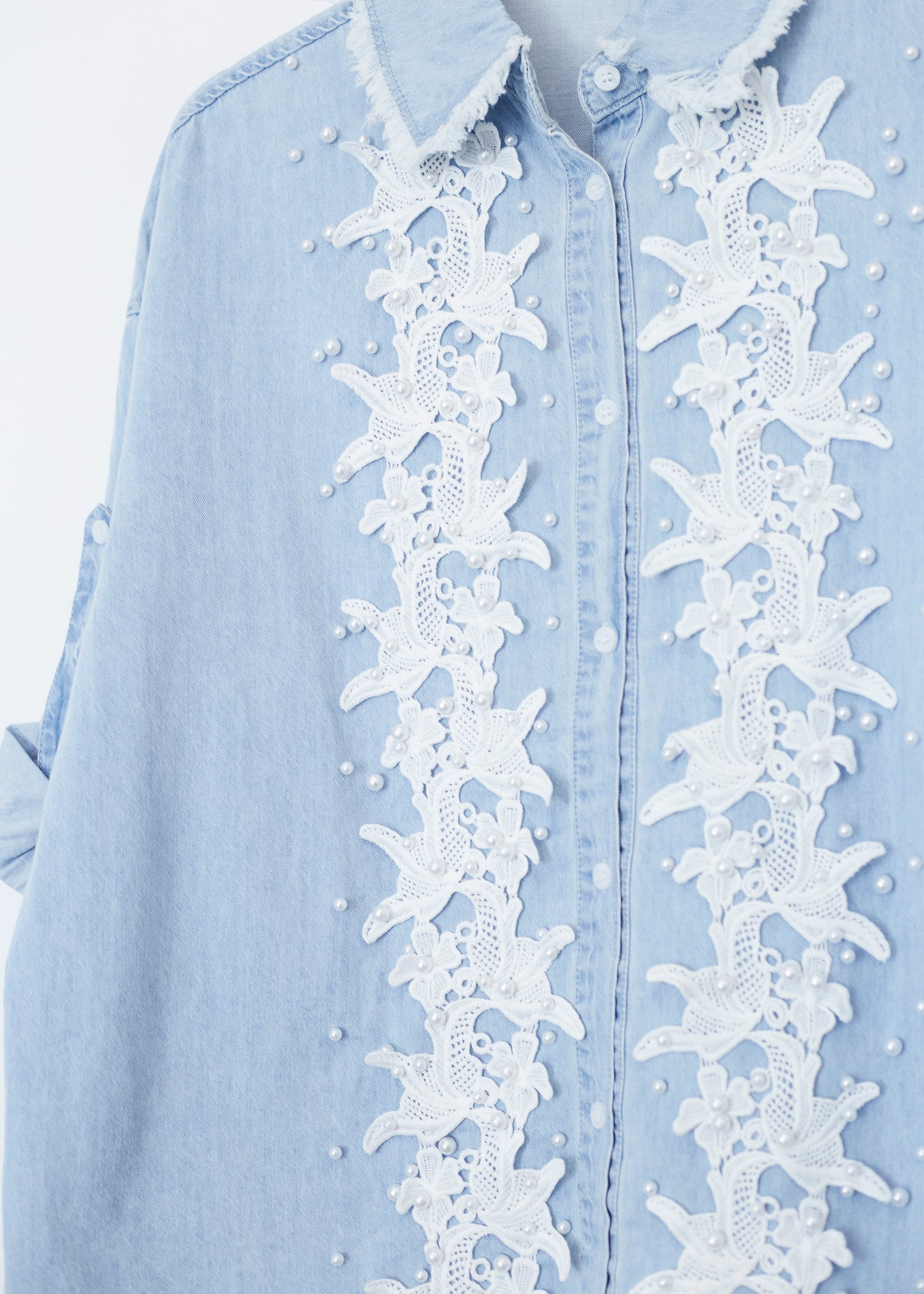 Camisa denim perlas