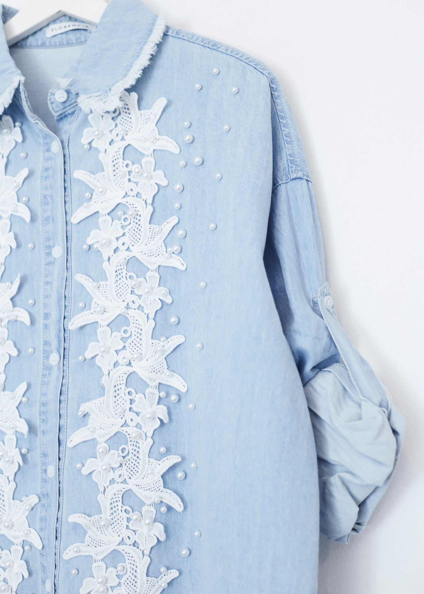 Camisa denim perlas