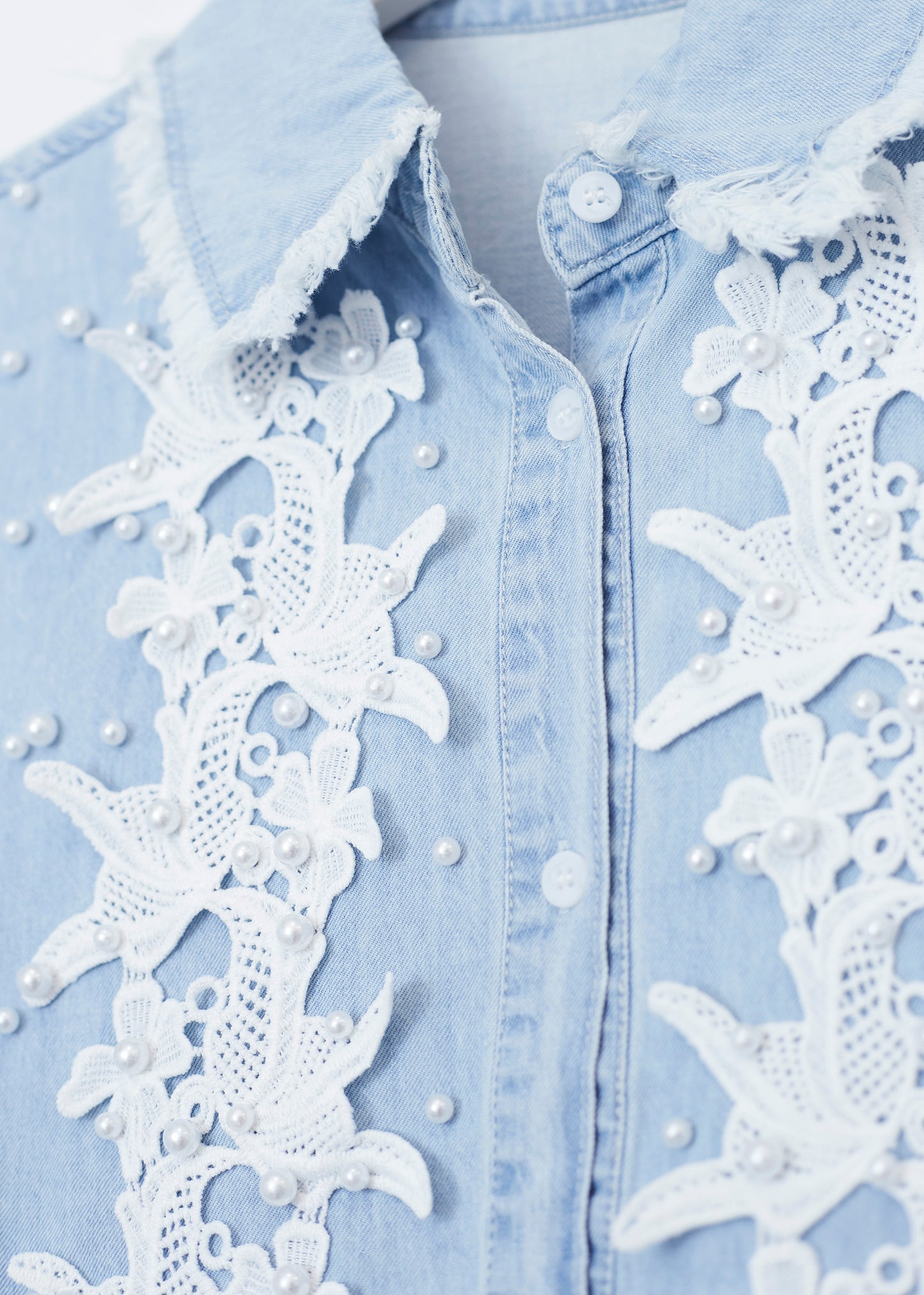 Camisa denim perlas