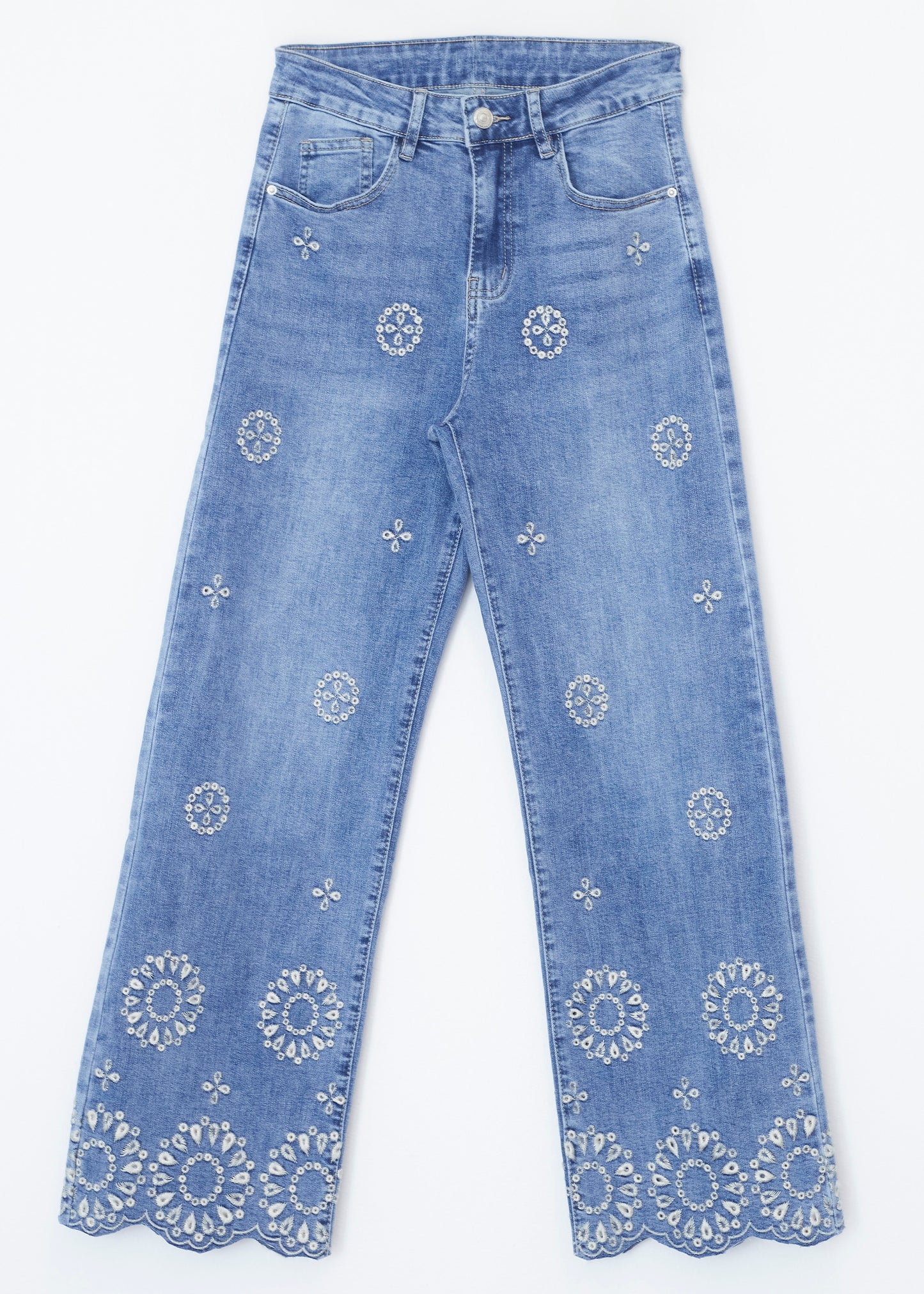 Jeans bordados rectos