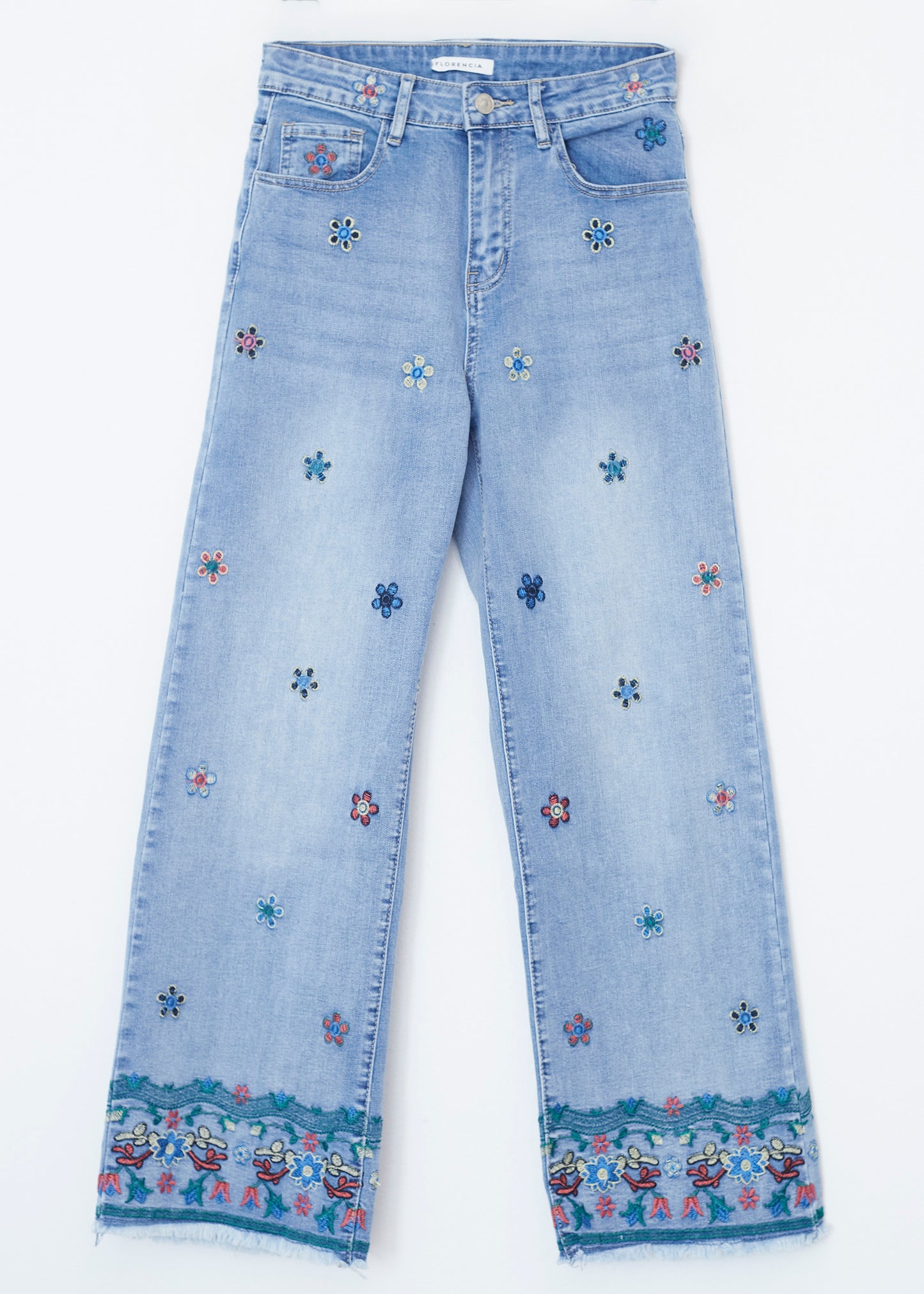 Jeans rectos bordados