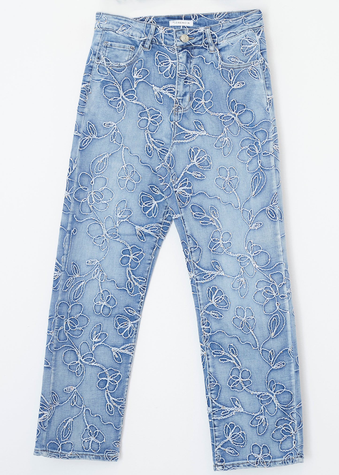 Jeans straight bordados